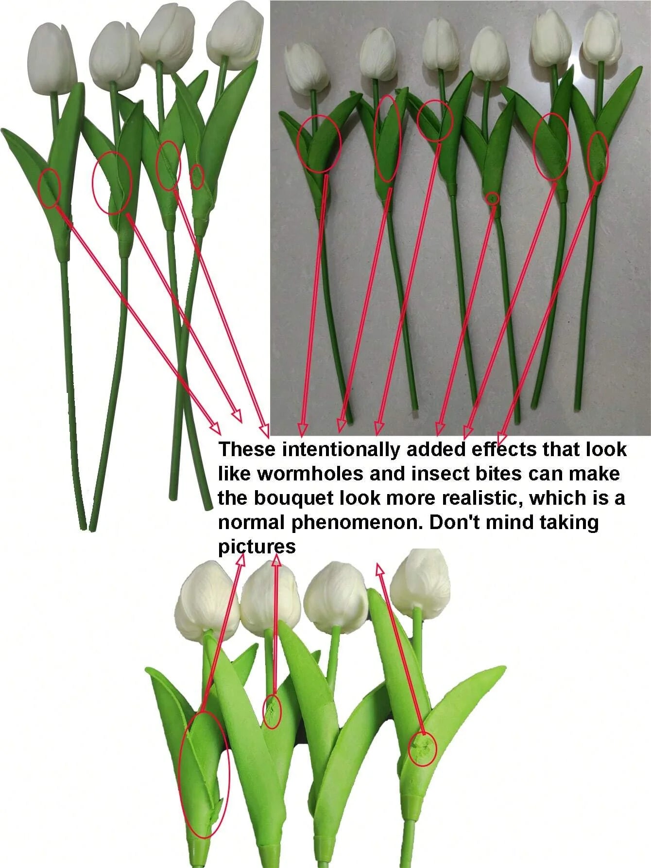 3pcs/6pcs Mini White Tulip Artificial Flowers, Wedding Home Decor, Realistic Fake Tulips Gifts Birthday Graduation