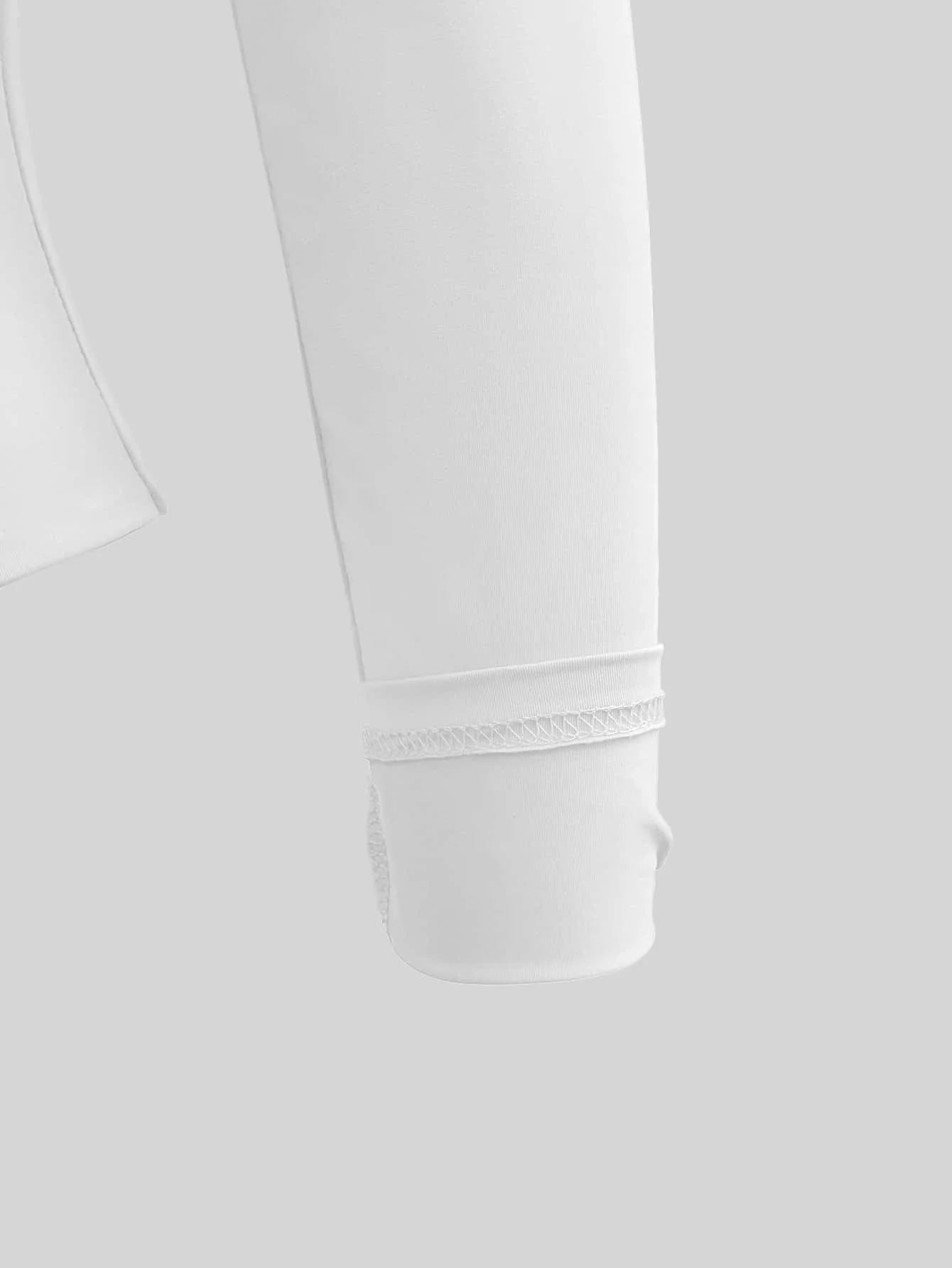 XLLAIS Fall Winter Spring Stretch Base Slim White Top Women Casual Club Long Sleeved T-Shirt