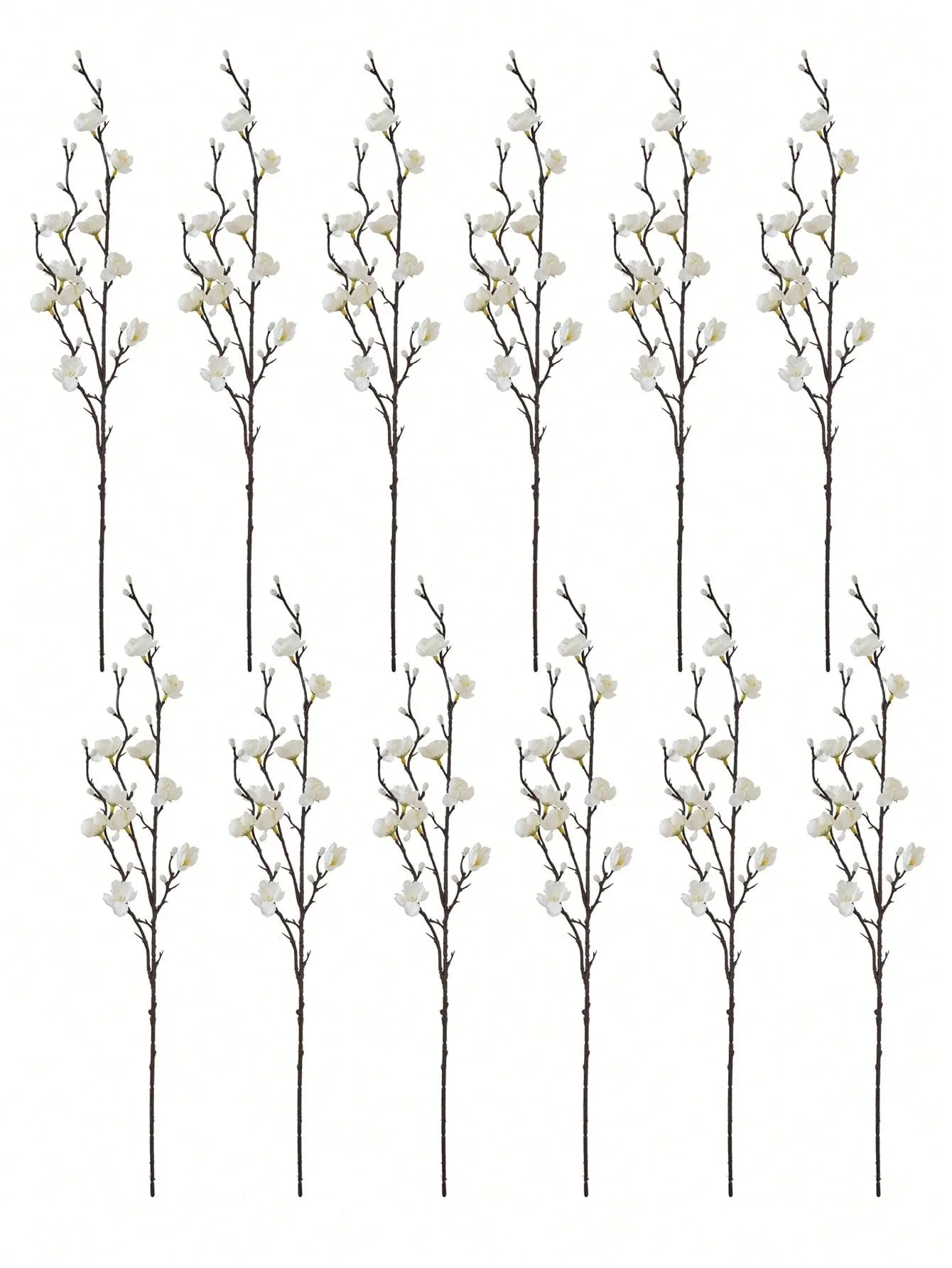 4/8pcs Artificial Flowers White Plum Blossom 21.7'' Fake Winter Sweet Long Stem Plastic Flowers Home Hotel Office Wedding Party Garden Decor