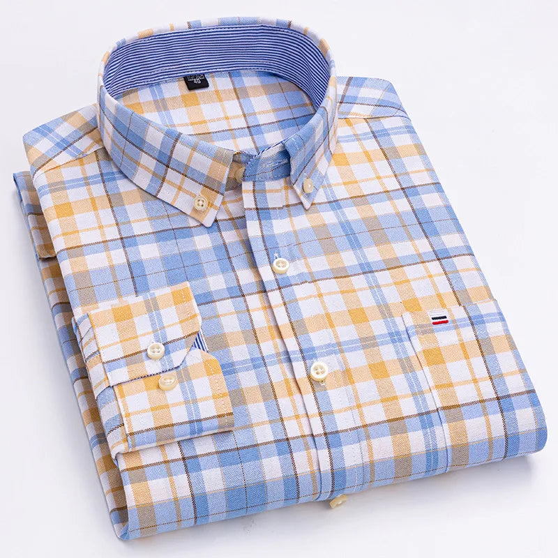 Men's Cotton Plaid Oxford Dress Shirt