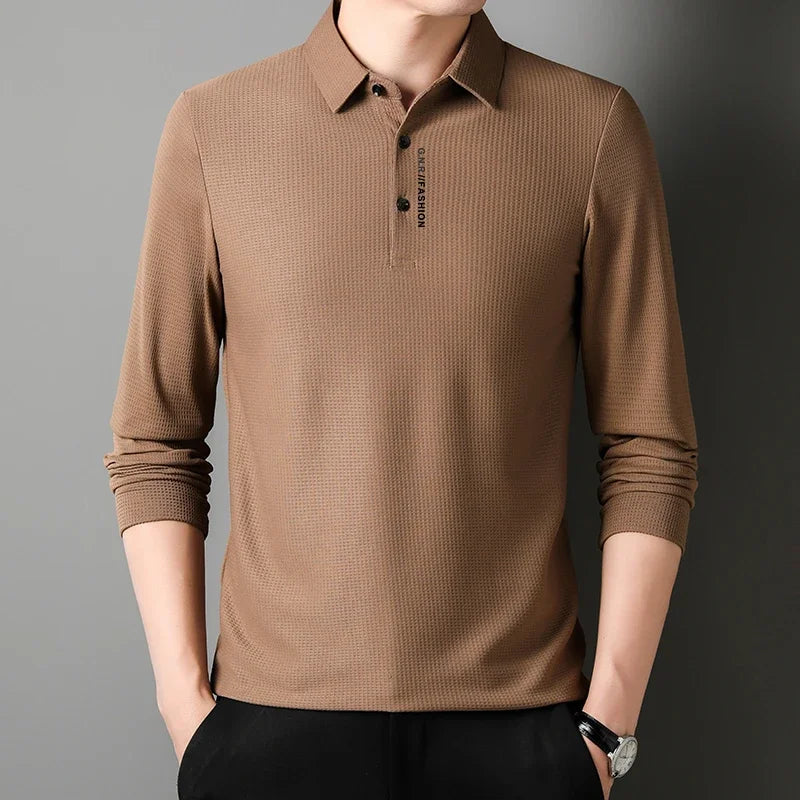 Men's Waffle Long Sleeve Polo