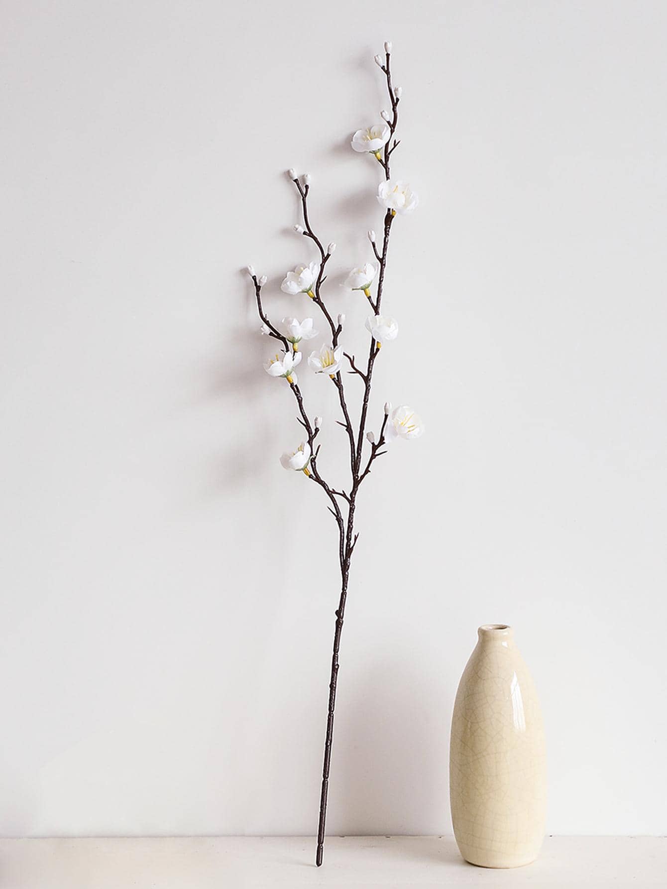 4/8pcs Artificial Flowers White Plum Blossom 21.7'' Fake Winter Sweet Long Stem Plastic Flowers Home Hotel Office Wedding Party Garden Decor