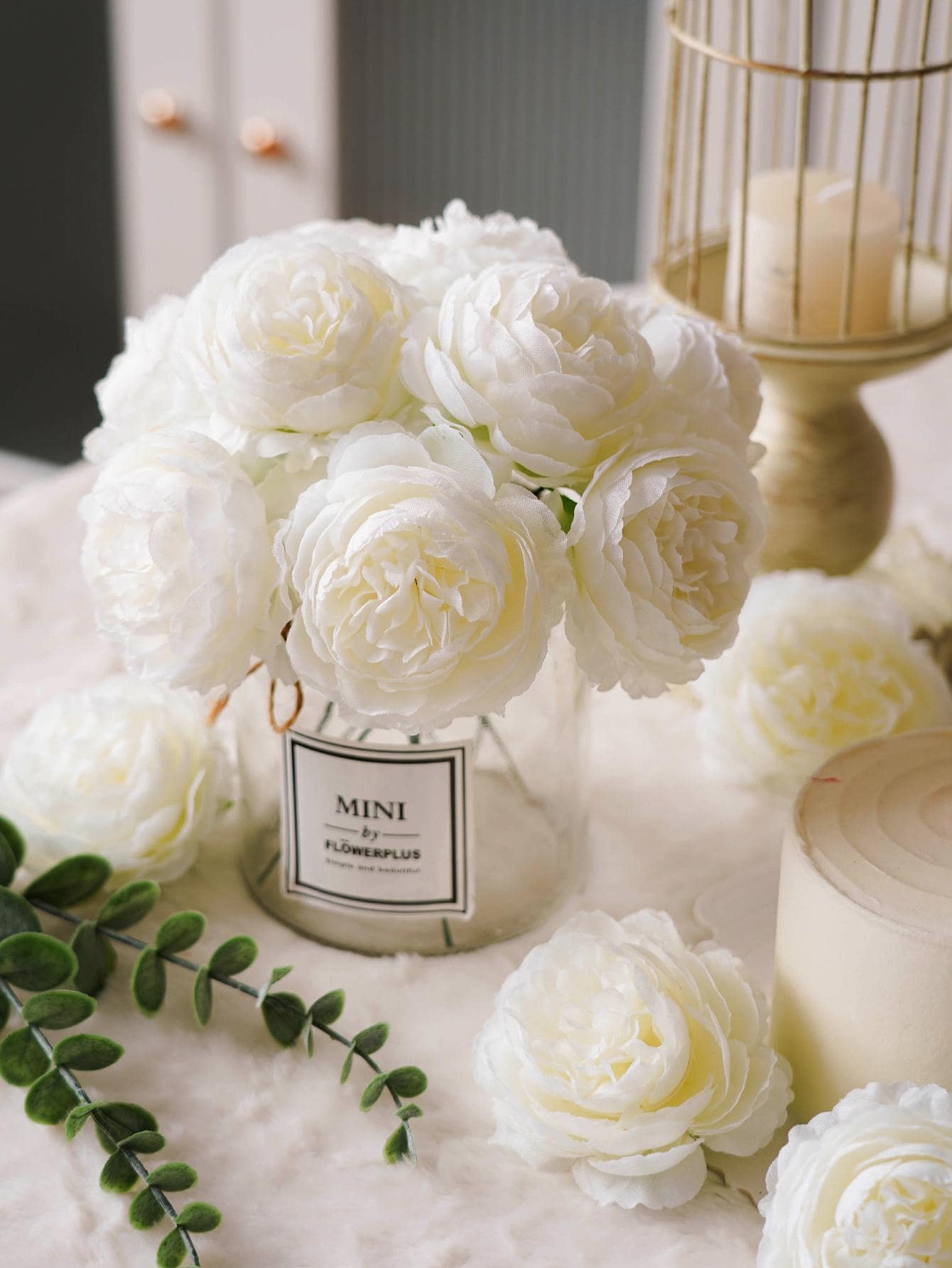 12/24pcs Artificial Peony Flowers Simulated Peony Flower Heads With Stems For Wedding Party Decoration, Cake Decoration And Home Living Room Table Centerpieces,Fake Plants,Fall Decor,Room,Desk,Garden Decor,Room Decoration Stuff