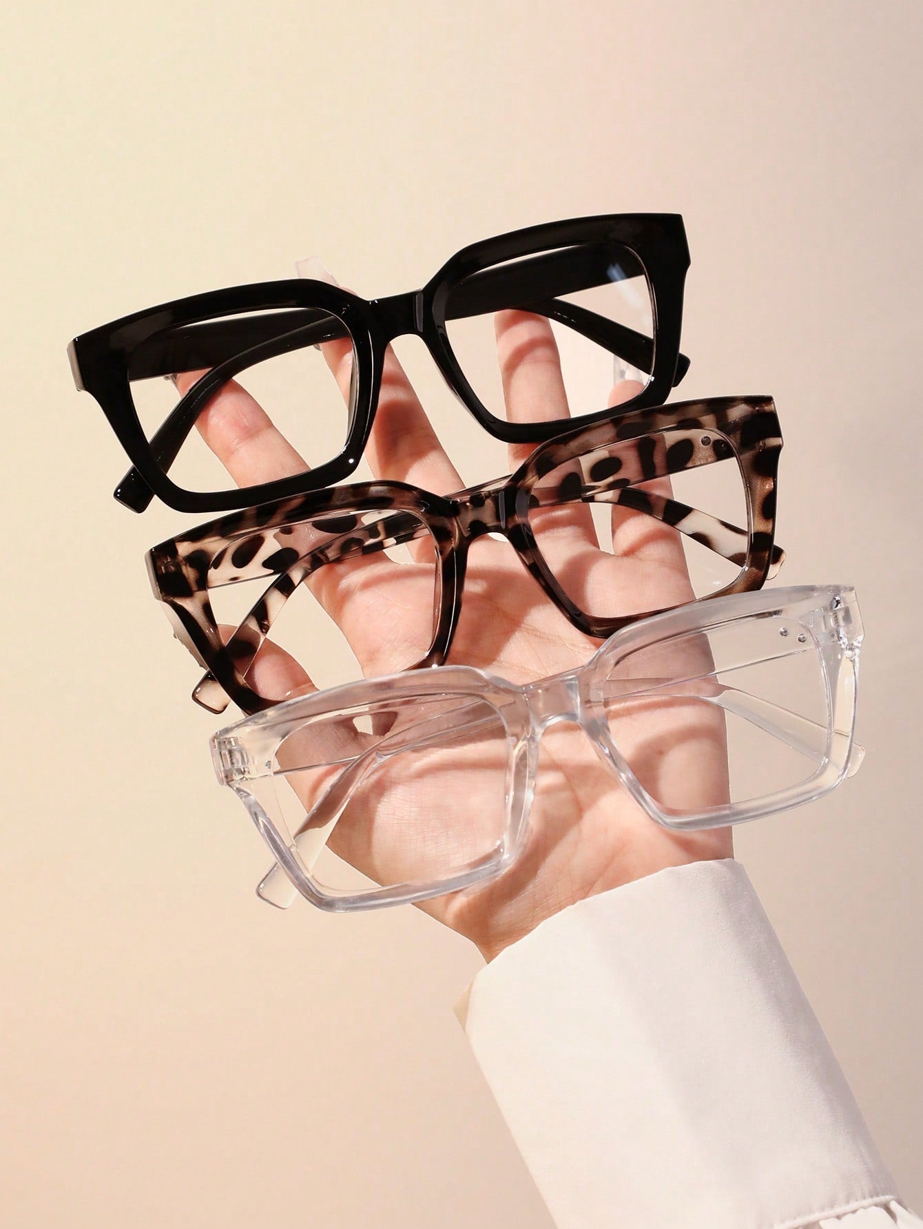 4pcs Women's Geometric Multi-Color Plastic Modern Minimalist Transparent Glasses, Suitable For Daily Life, Dates, Outings And Other Occasions