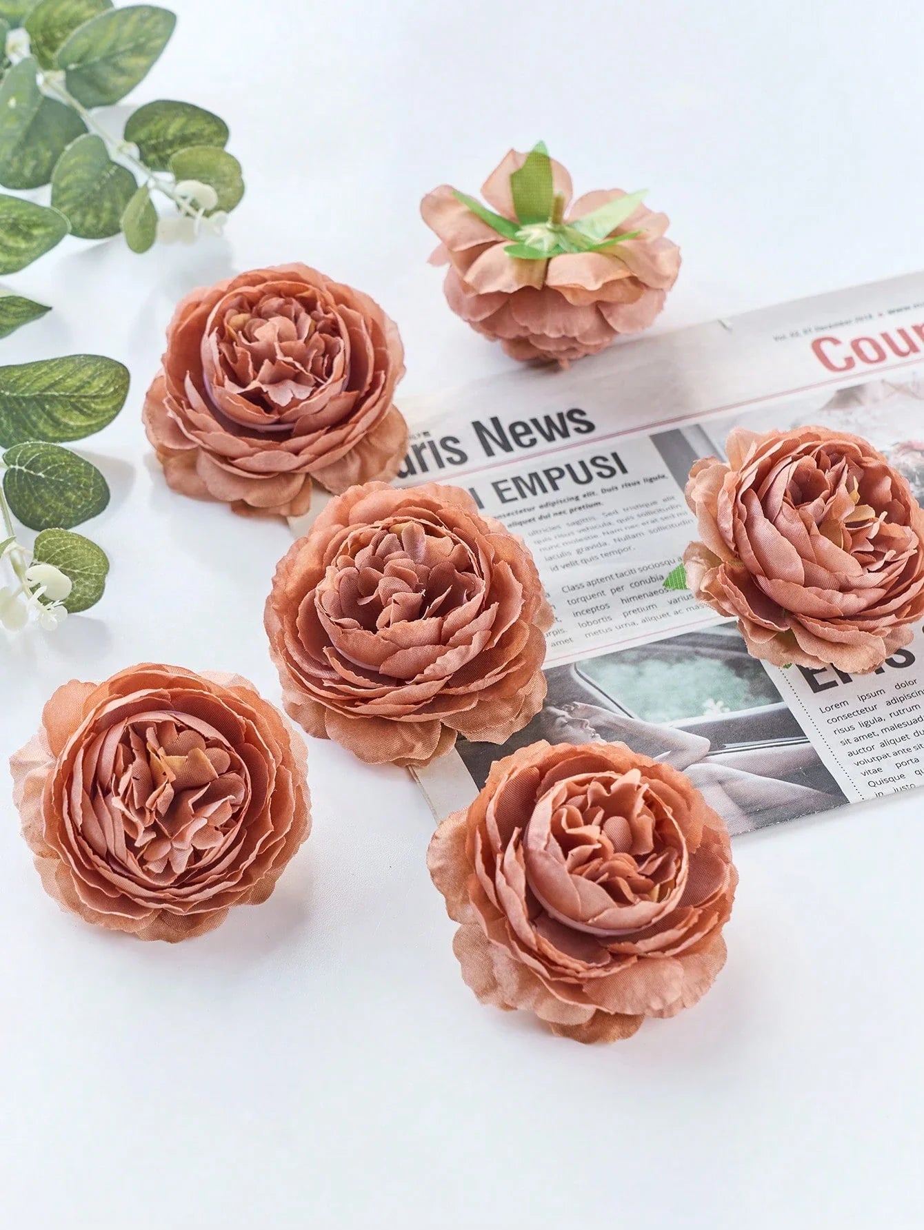 12/24pcs Artificial Peony Flowers Simulated Peony Flower Heads With Stems For Wedding Party Decoration, Cake Decoration And Home Living Room Table Centerpieces,Fake Plants,Fall Decor,Room,Desk,Garden Decor,Room Decoration Stuff