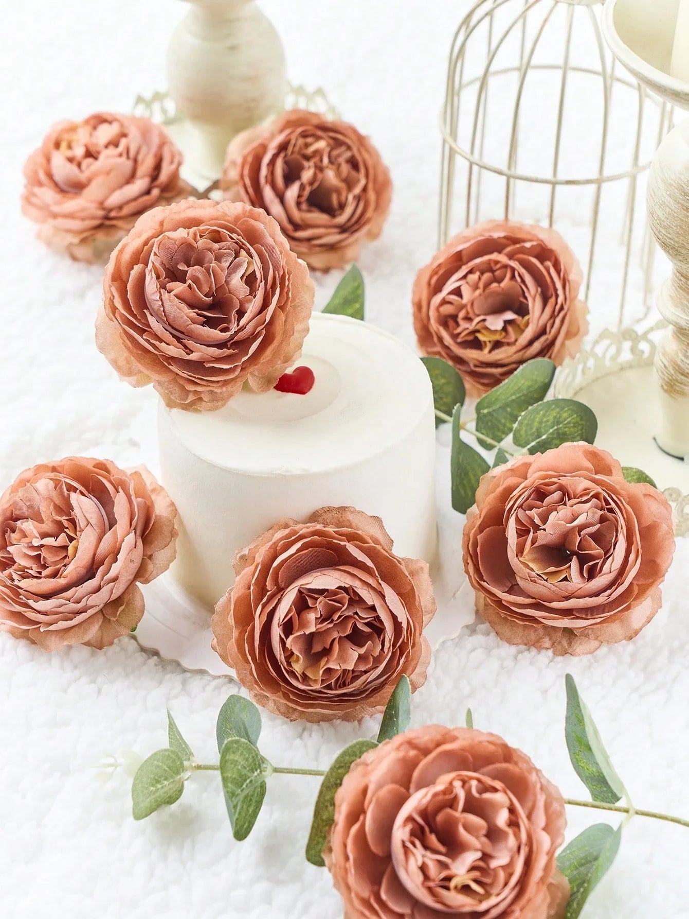 12/24pcs Artificial Peony Flowers Simulated Peony Flower Heads With Stems For Wedding Party Decoration, Cake Decoration And Home Living Room Table Centerpieces,Fake Plants,Fall Decor,Room,Desk,Garden Decor,Room Decoration Stuff
