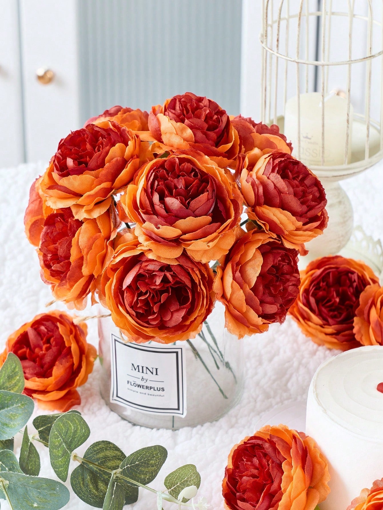 12/24pcs Artificial Peony Flowers Simulated Peony Flower Heads With Stems For Wedding Party Decoration, Cake Decoration And Home Living Room Table Centerpieces,Fake Plants,Fall Decor,Room,Desk,Garden Decor,Room Decoration Stuff