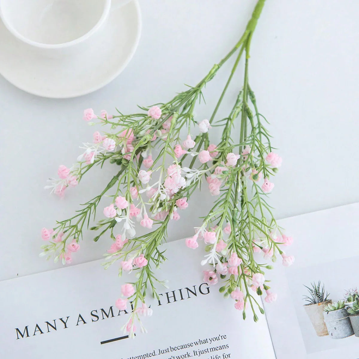 1pc/3pcs Artificial Plastic Baby's Breath Flower Bouquet, Fake Flowers For Valentine's Day, Bride, Wedding, Home, Restaurant, Bedroom Decor, Holiday, Birthday Party, Outdoor Garden Decor, Valentine's Day, Graduation Gift