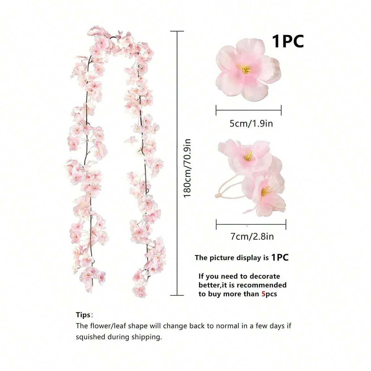 1pc/3pcs Silk Cherry Blossom Vine Artificial Flowers, Bridal Bouquet, Autumn Decor For Vase, Home, Restaurant, Bedroom, Weddings, Parties, Outdoor Garden, Valentine's Day, Graduation Gifts