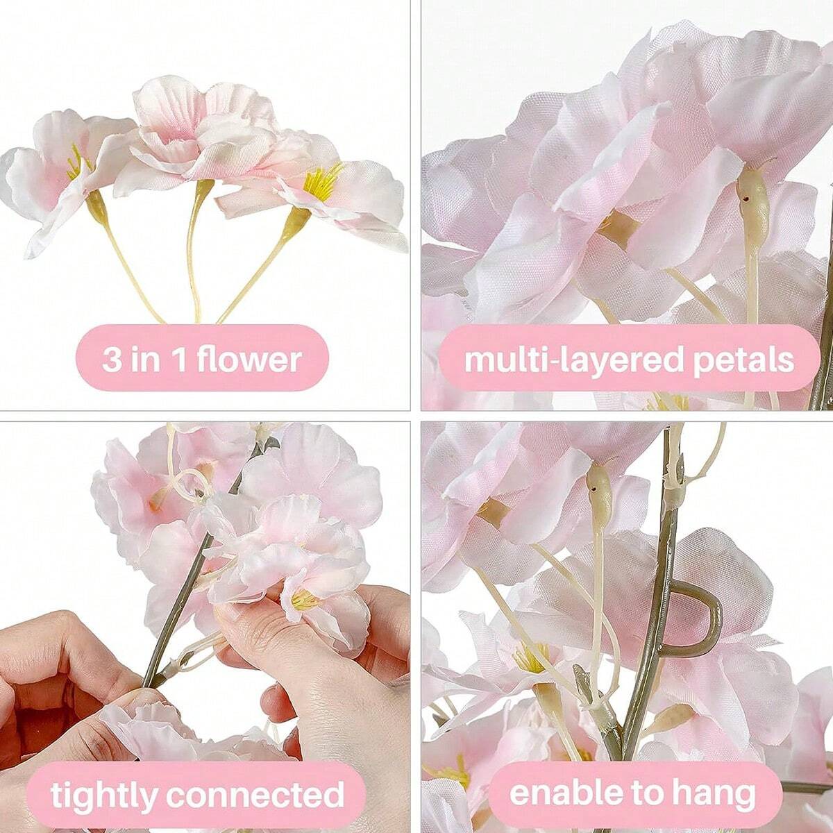 1pc/3pcs Silk Cherry Blossom Vine Artificial Flowers, Bridal Bouquet, Autumn Decor For Vase, Home, Restaurant, Bedroom, Weddings, Parties, Outdoor Garden, Valentine's Day, Graduation Gifts