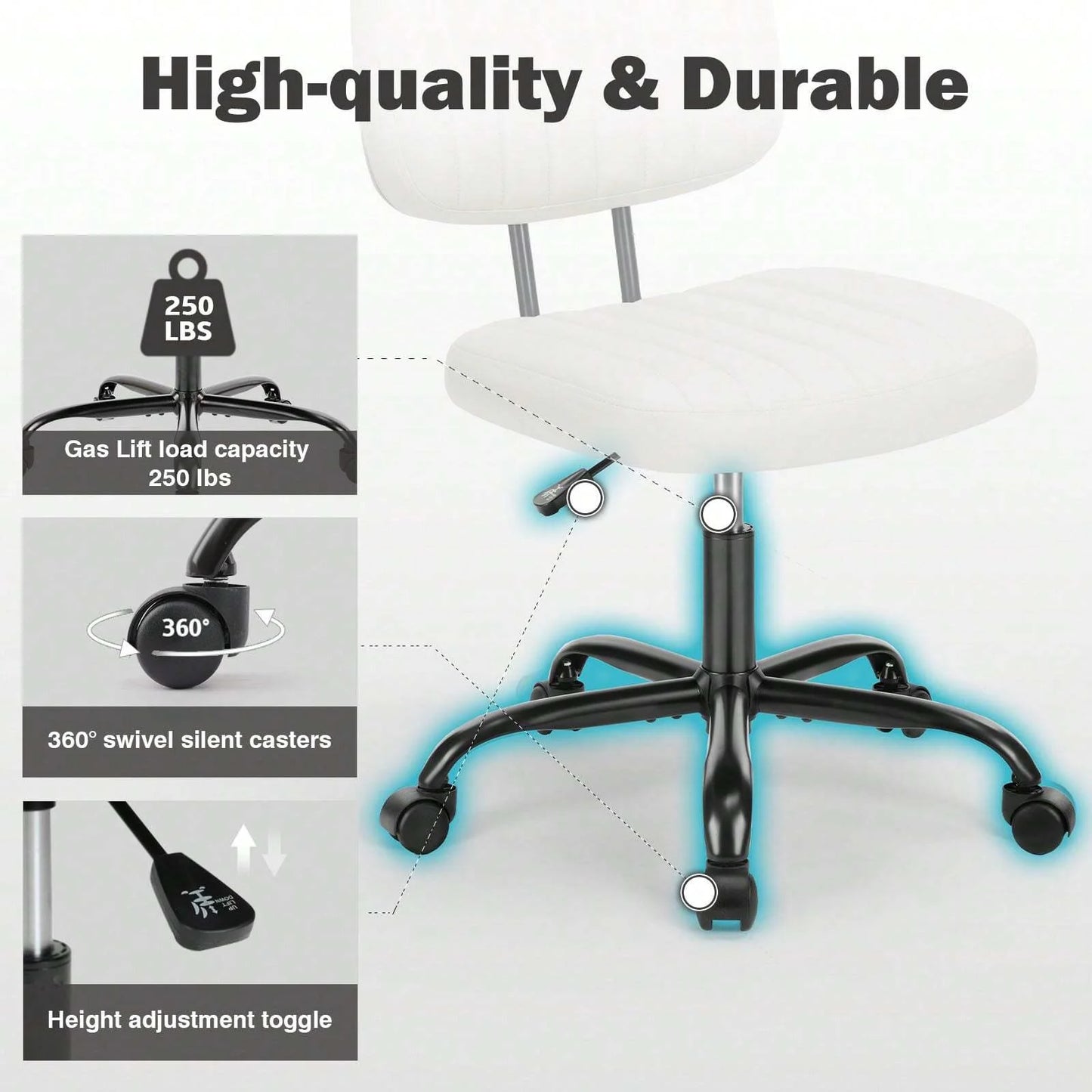 Sweetcrispy Small Armless Office Chair