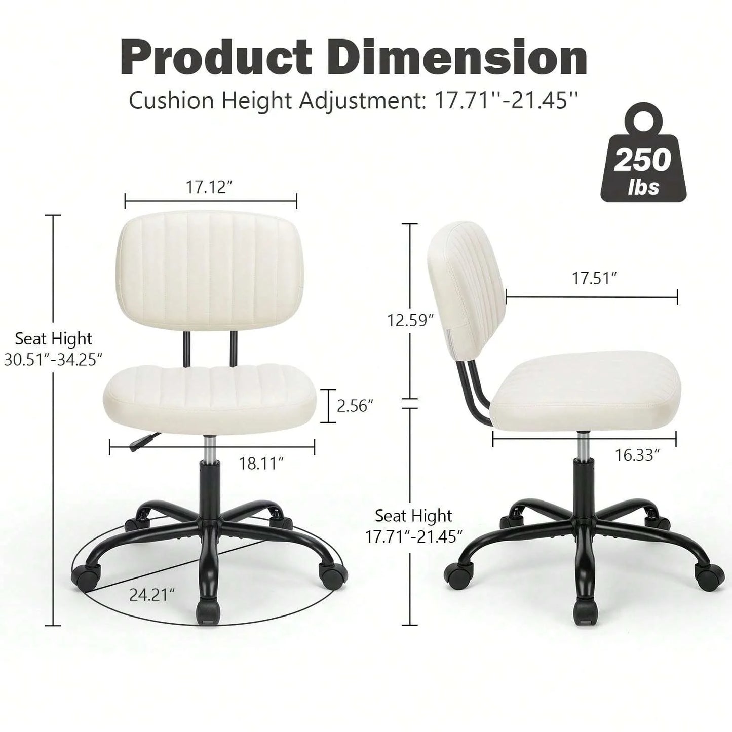 Sweetcrispy Small Armless Office Chair