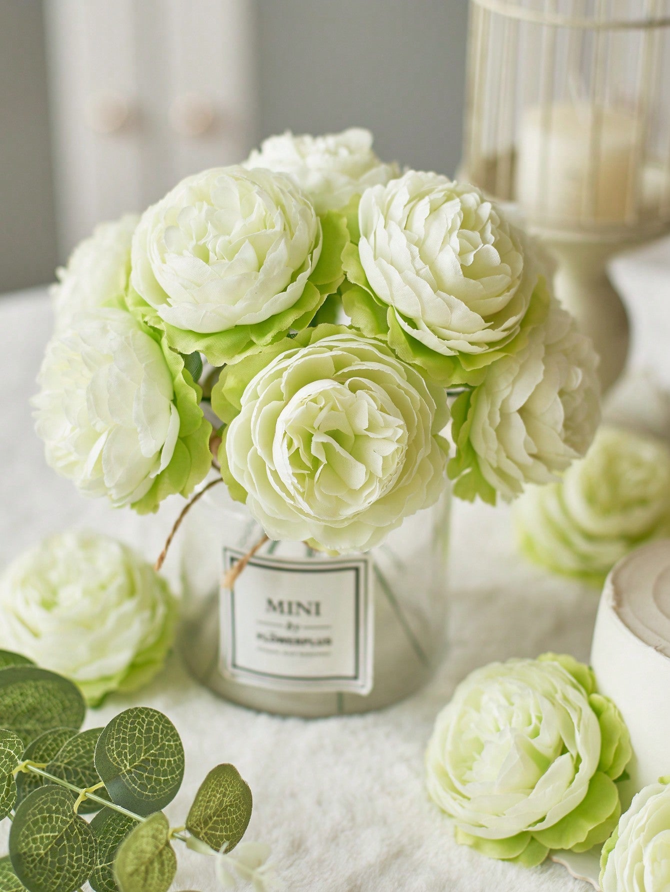12/24pcs Artificial Peony Flowers Simulated Peony Flower Heads With Stems For Wedding Party Decoration, Cake Decoration And Home Living Room Table Centerpieces,Fake Plants,Fall Decor,Room,Desk,Garden Decor,Room Decoration Stuff