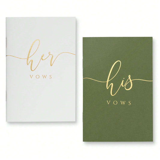 2PCS Wedding Vow Books, Vow Books His And Hers With Gold Foil Lettering, 28 Pages With Plenty Of Space To Write Your Vows, Perfect Wedding Essentials For Your Wedding Day Back To School
