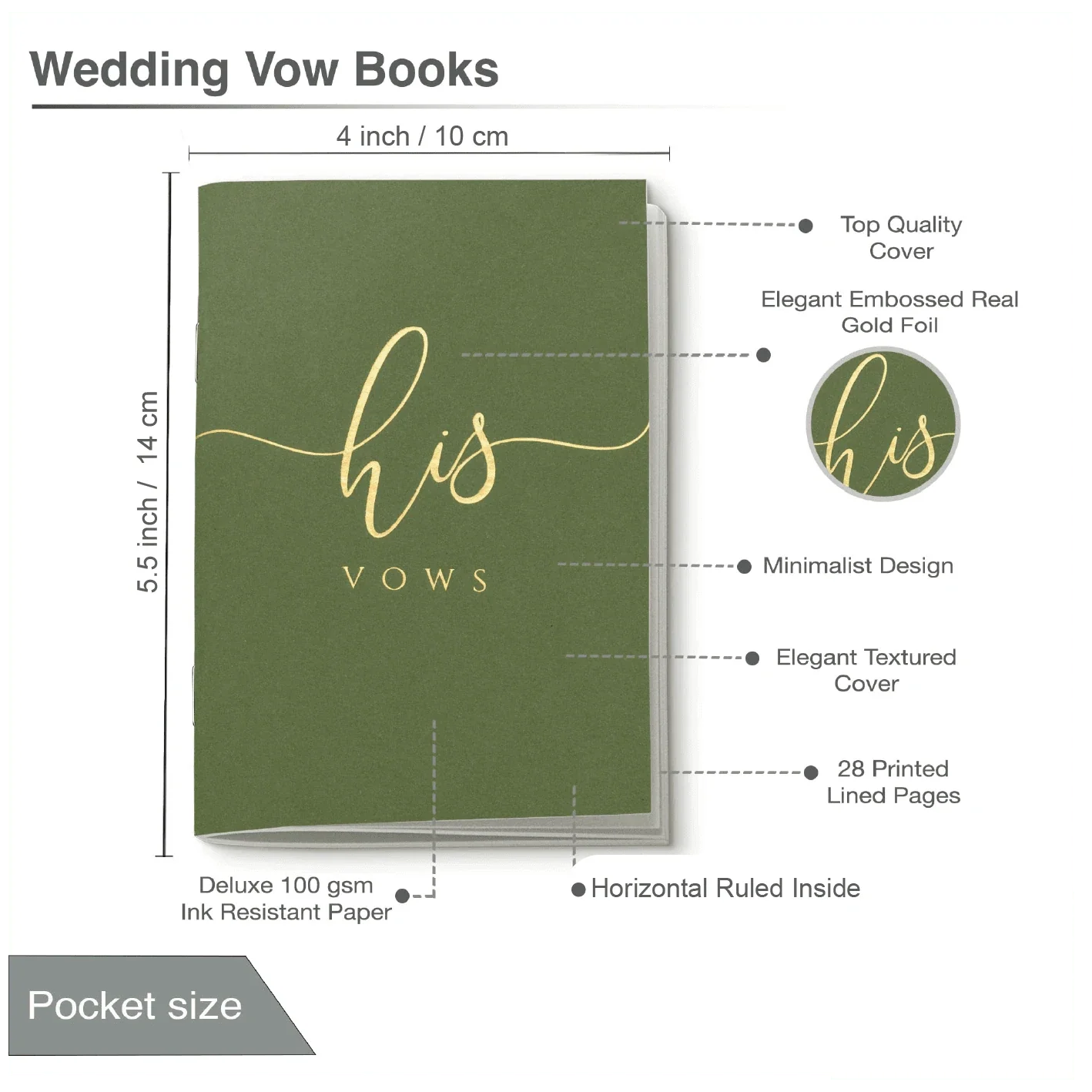 2PCS Wedding Vow Books, Vow Books His And Hers With Gold Foil Lettering, 28 Pages With Plenty Of Space To Write Your Vows, Perfect Wedding Essentials For Your Wedding Day Back To School