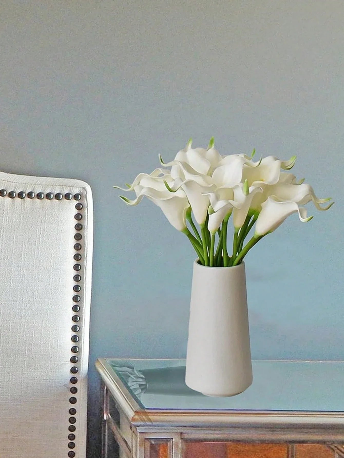 5/10/20pcs White Artificial Flowers, Silk Calla Lily And Lily 13.4", For Mother's Day, Easter, Home, Kitchen And Weddings