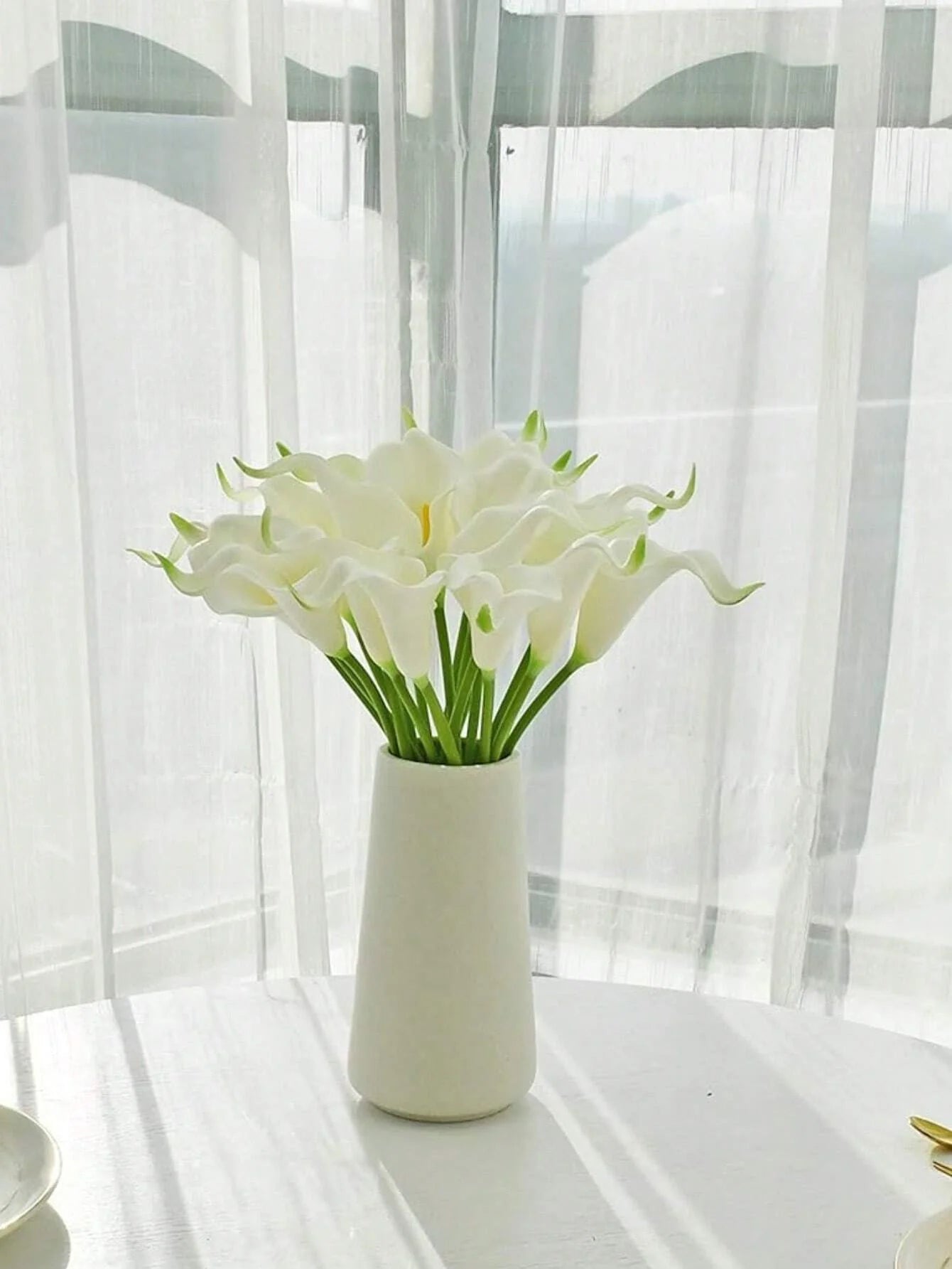 5/10/20pcs White Artificial Flowers, Silk Calla Lily And Lily 13.4", For Mother's Day, Easter, Home, Kitchen And Weddings