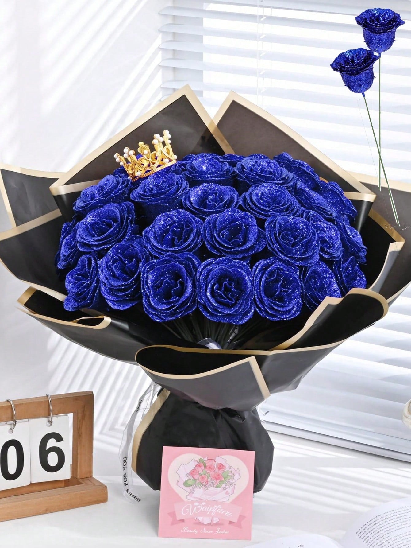 MEHELANY 12pcs 2.76 Inch Glitter Rose Bouquet, DIY Artificial Glitter Flower Bouquet, Red Fake Flowers, Artificial Roses, Everlasting Shiny Artificial Rose Bouquet, Suitable For Anniversary, Engagement, Wedding Gift, Home Decor, Office Kitchen Decor, Part