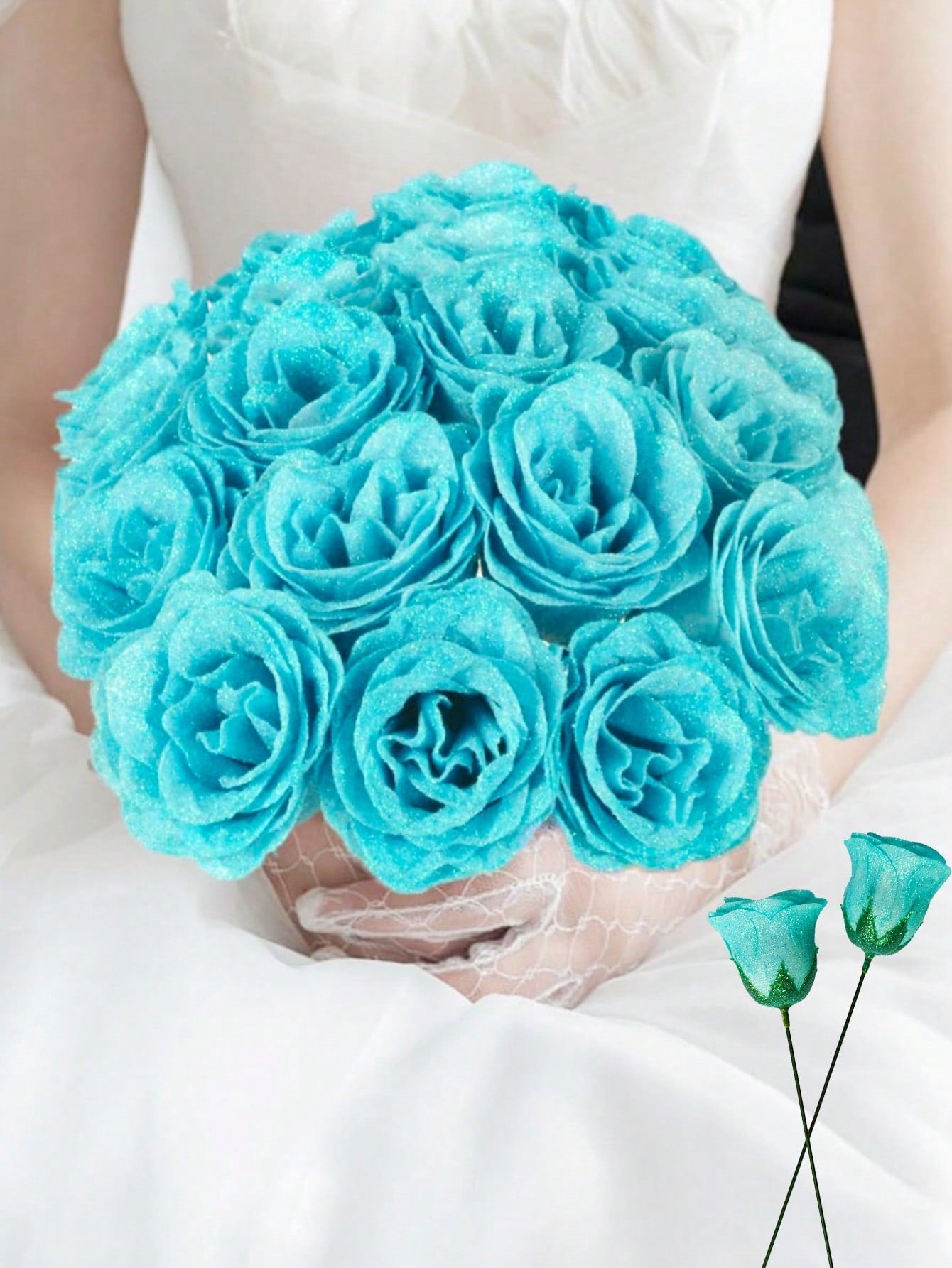 MEHELANY 12pcs 2.76 Inch Glitter Rose Bouquet, DIY Artificial Glitter Flower Bouquet, Red Fake Flowers, Artificial Roses, Everlasting Shiny Artificial Rose Bouquet, Suitable For Anniversary, Engagement, Wedding Gift, Home Decor, Office Kitchen Decor, Part
