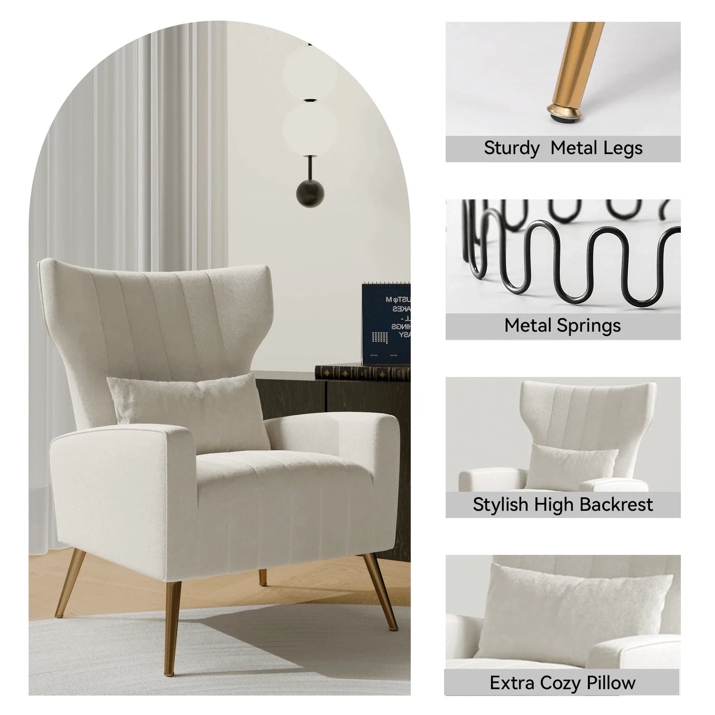 Nalupatio Velvet High-Back Lounge Armchair