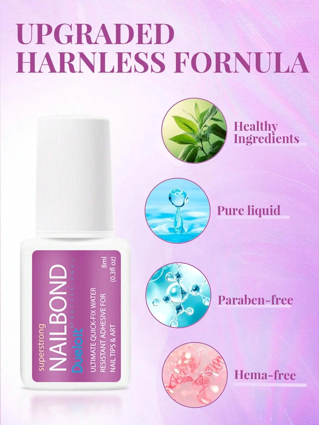 Extra Strong Brush-On Nail Glue For Acrylic Nails, Nail Tips & Press-On Nails (8ml) With File For Glue-On Fake Nails, Fix Broken Nail Repair. Acrylic Nail Glue Nail Bond Nail Glue Gel