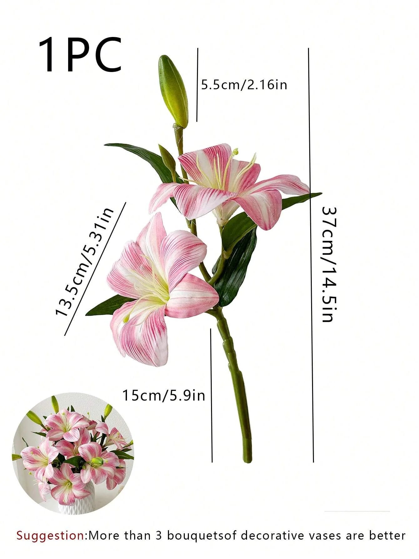 1/2pcs Lily Artificial Flower Fake Flower Decoration Bedroom Living Room Dresser Artificial Flower Interior Decoration Fake Flower Day Lily Flower Pink/Blue/White, Valentine's Day, Gift Gifts Birthday Graduation