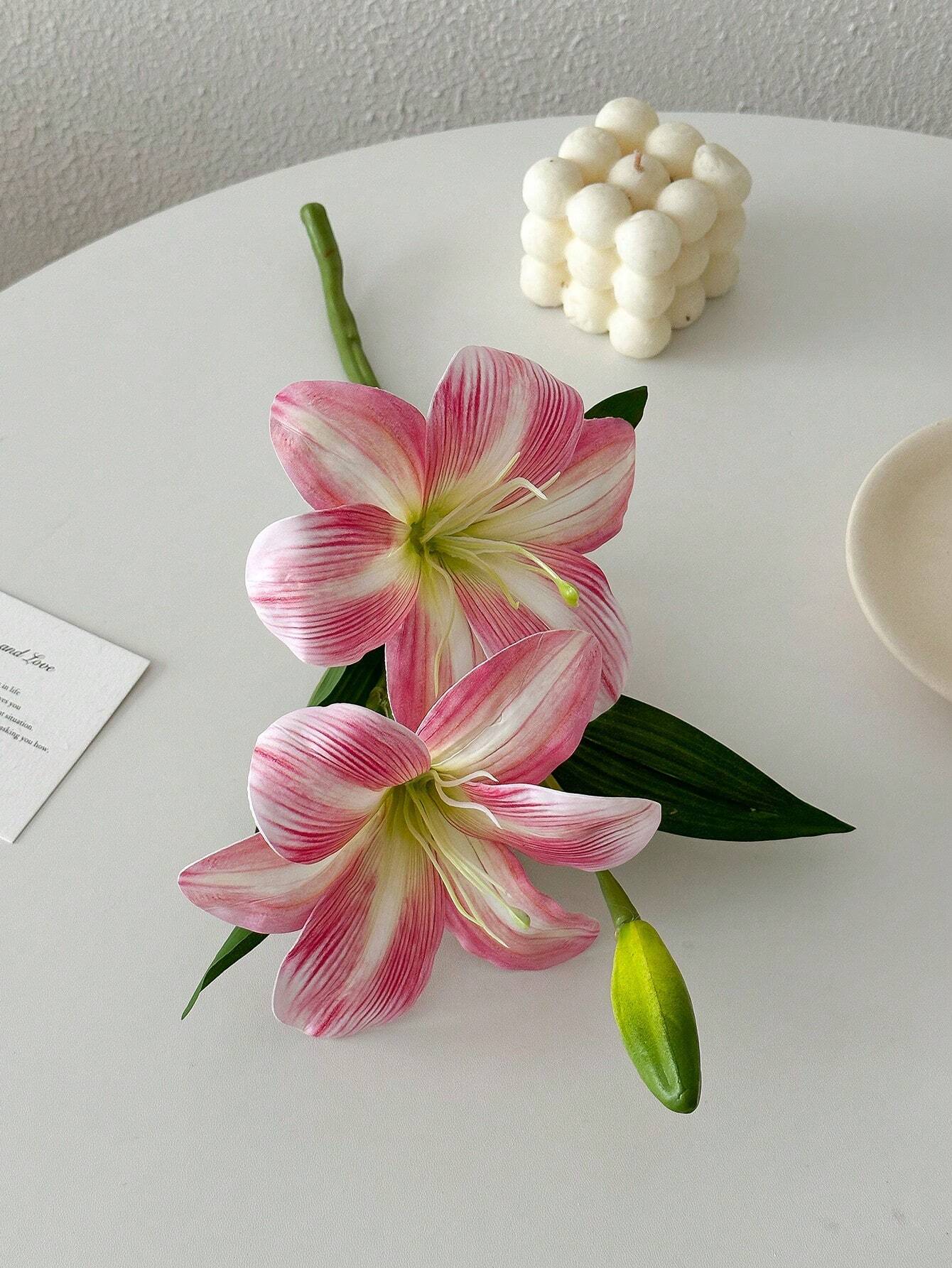 1/2pcs Lily Artificial Flower Fake Flower Decoration Bedroom Living Room Dresser Artificial Flower Interior Decoration Fake Flower Day Lily Flower Pink/Blue/White, Valentine's Day, Gift Gifts Birthday Graduation