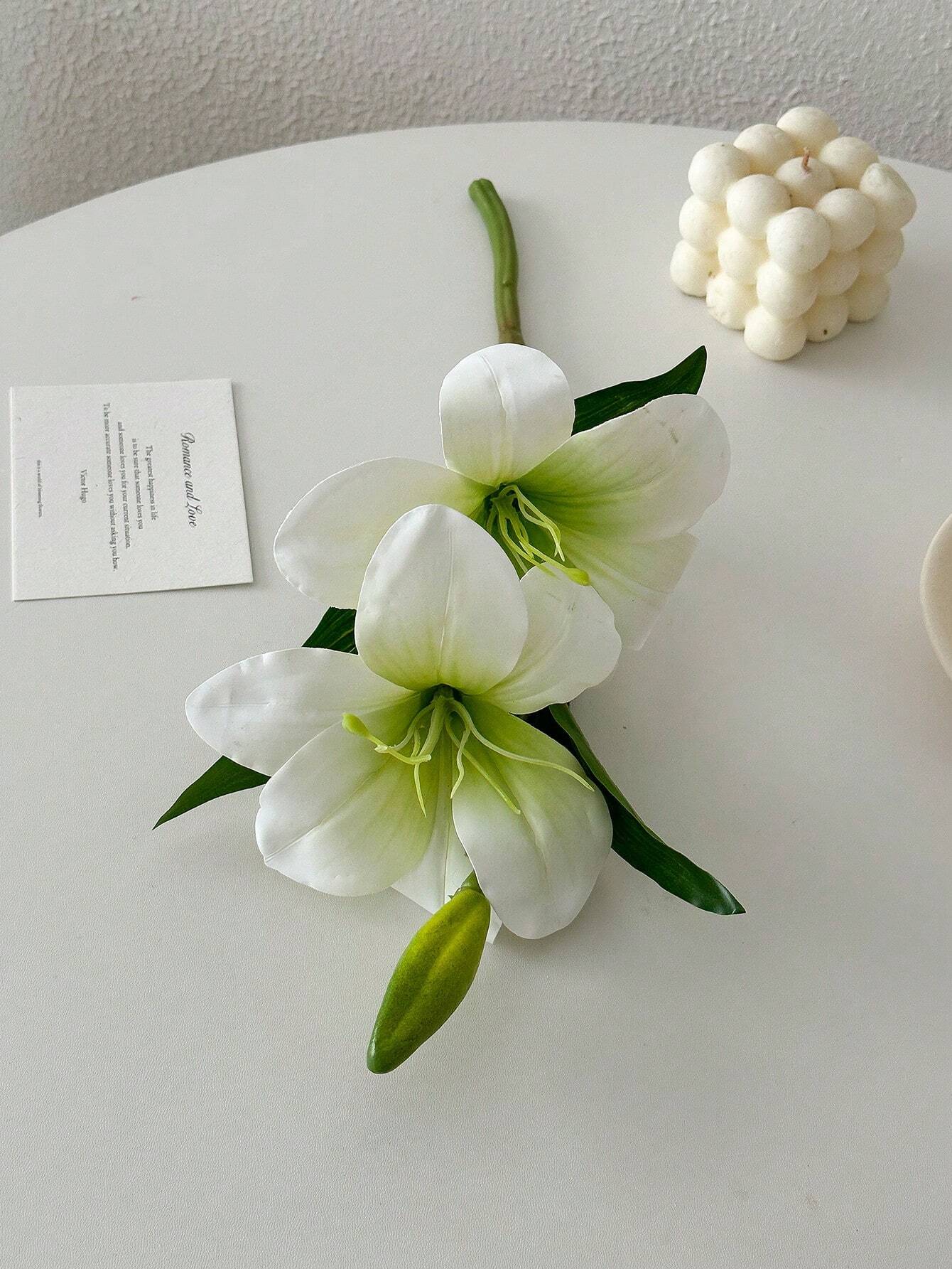 1/2pcs Lily Artificial Flower Fake Flower Decoration Bedroom Living Room Dresser Artificial Flower Interior Decoration Fake Flower Day Lily Flower Pink/Blue/White, Valentine's Day, Gift Gifts Birthday Graduation