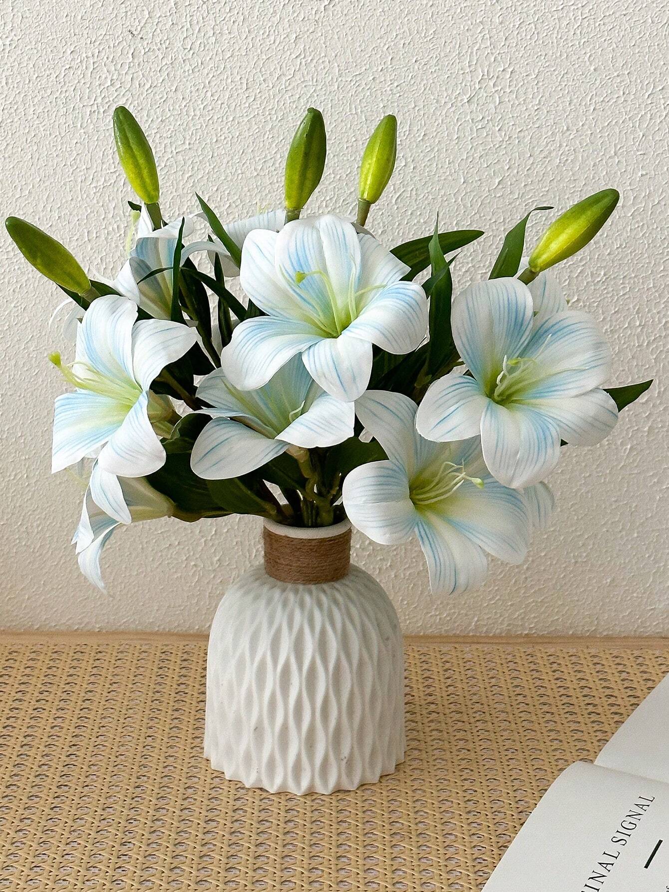 1/2pcs Lily Artificial Flower Fake Flower Decoration Bedroom Living Room Dresser Artificial Flower Interior Decoration Fake Flower Day Lily Flower Pink/Blue/White, Valentine's Day, Gift Gifts Birthday Graduation