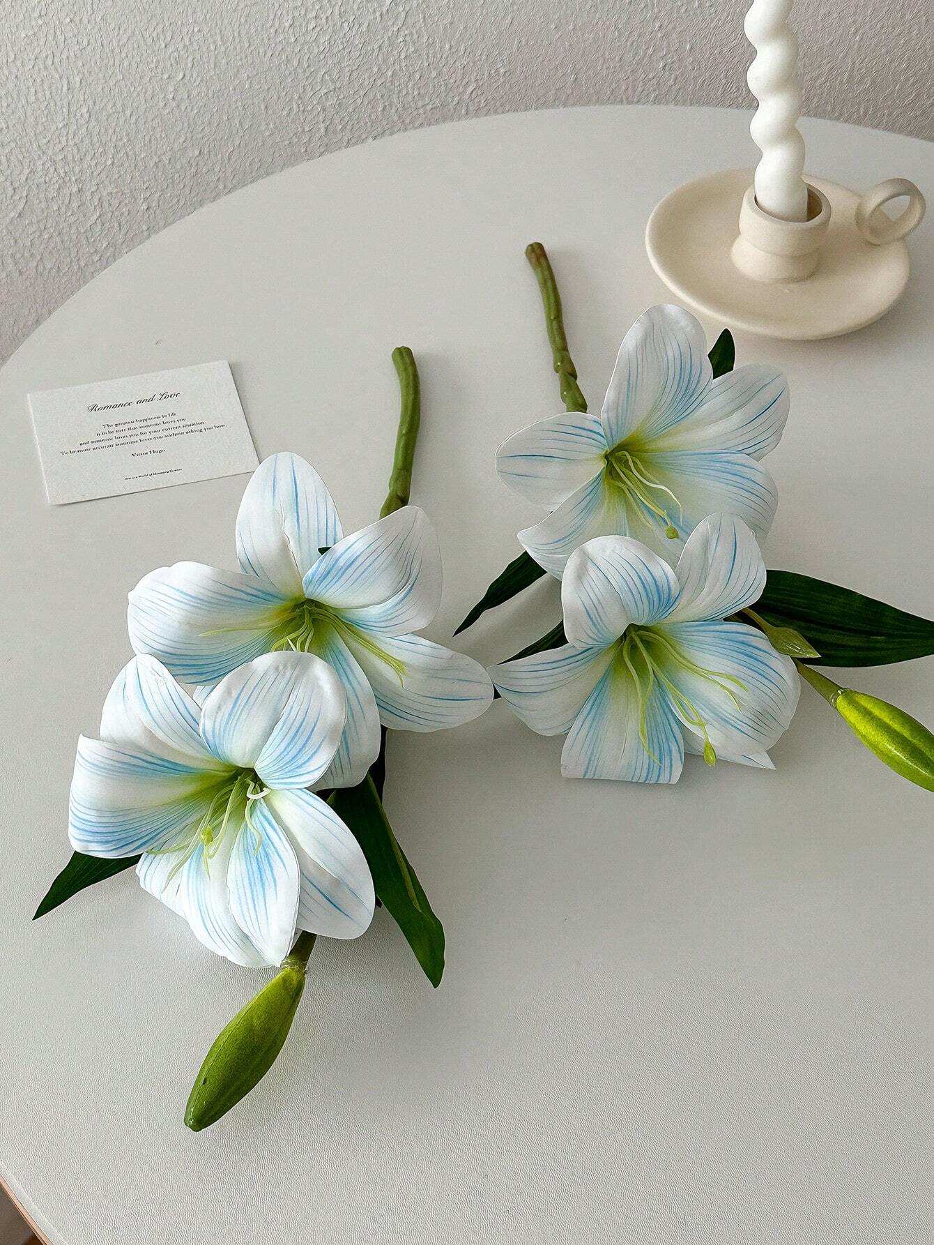 1/2pcs Lily Artificial Flower Fake Flower Decoration Bedroom Living Room Dresser Artificial Flower Interior Decoration Fake Flower Day Lily Flower Pink/Blue/White, Valentine's Day, Gift Gifts Birthday Graduation