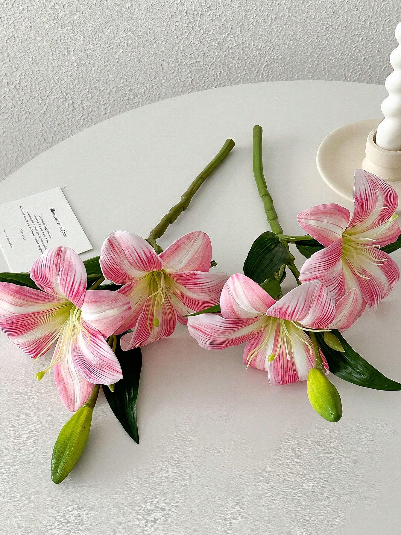 1/2pcs Lily Artificial Flower Fake Flower Decoration Bedroom Living Room Dresser Artificial Flower Interior Decoration Fake Flower Day Lily Flower Pink/Blue/White, Valentine's Day, Gift Gifts Birthday Graduation