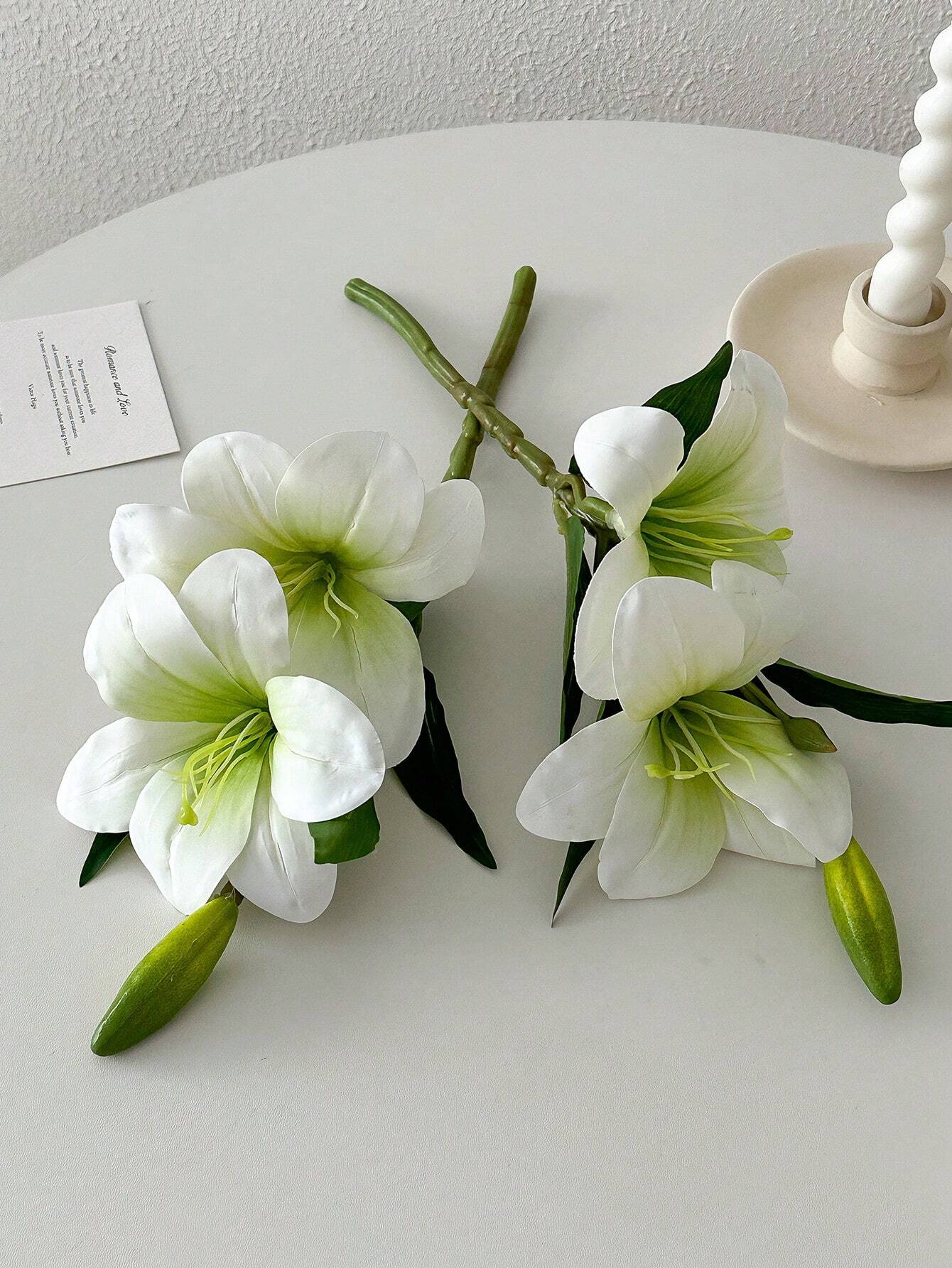 1/2pcs Lily Artificial Flower Fake Flower Decoration Bedroom Living Room Dresser Artificial Flower Interior Decoration Fake Flower Day Lily Flower Pink/Blue/White, Valentine's Day, Gift Gifts Birthday Graduation