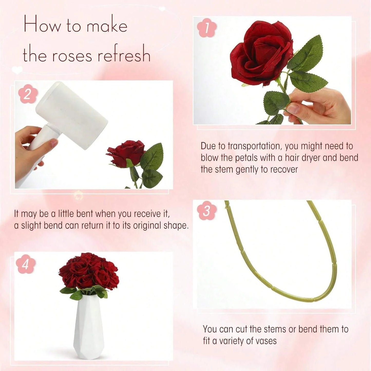 1pc/5pcs/10pcs/12pcs/20pcs Burgundy 20-Inch Artificial Roses, Premium Fake Roses, Suitable For Home Decor, Room Decor, Dining Table Decor, Wedding Decor, Bridal Bouquet, Wrist Corsage, Flower Arrangement Materials