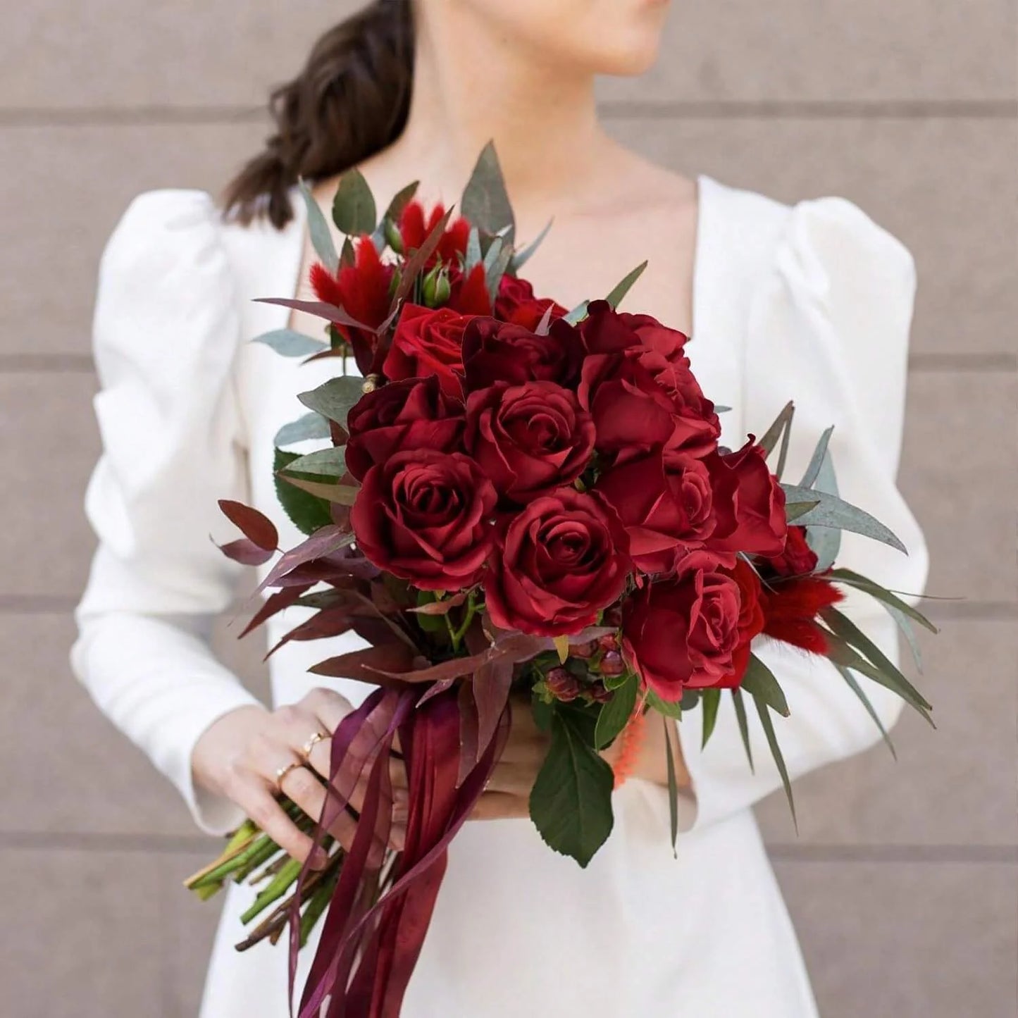 1pc/5pcs/10pcs/12pcs/20pcs Burgundy 20-Inch Artificial Roses, Premium Fake Roses, Suitable For Home Decor, Room Decor, Dining Table Decor, Wedding Decor, Bridal Bouquet, Wrist Corsage, Flower Arrangement Materials