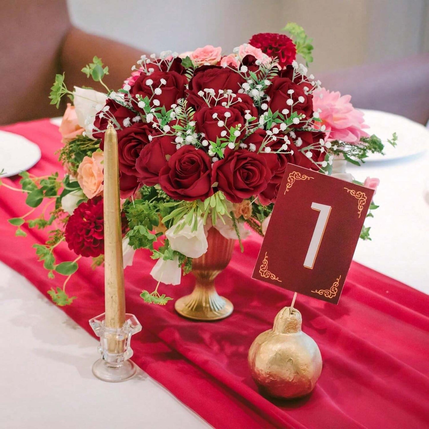 1pc/5pcs/10pcs/12pcs/20pcs Burgundy 20-Inch Artificial Roses, Premium Fake Roses, Suitable For Home Decor, Room Decor, Dining Table Decor, Wedding Decor, Bridal Bouquet, Wrist Corsage, Flower Arrangement Materials