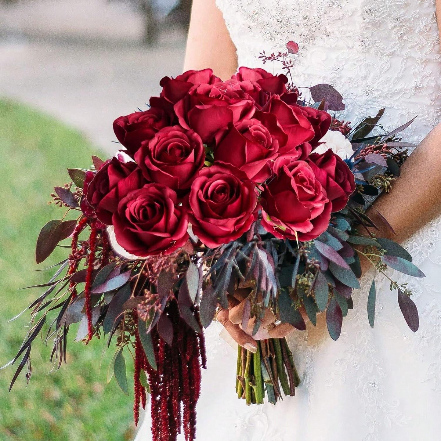 1pc/5pcs/10pcs/12pcs/20pcs Burgundy 20-Inch Artificial Roses, Premium Fake Roses, Suitable For Home Decor, Room Decor, Dining Table Decor, Wedding Decor, Bridal Bouquet, Wrist Corsage, Flower Arrangement Materials
