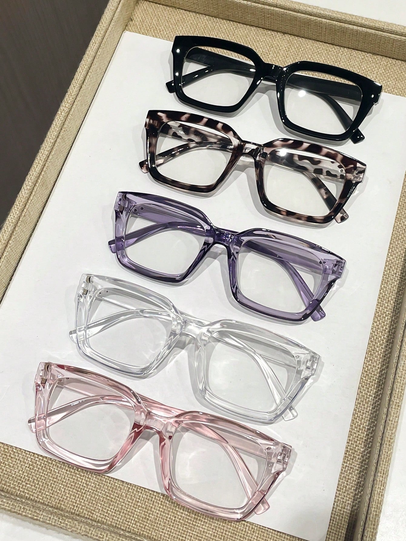 4pcs Women's Geometric Multi-Color Plastic Modern Minimalist Transparent Glasses, Suitable For Daily Life, Dates, Outings And Other Occasions