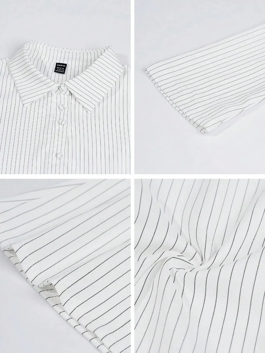 Women Striped Long Sleeve Work Shirt