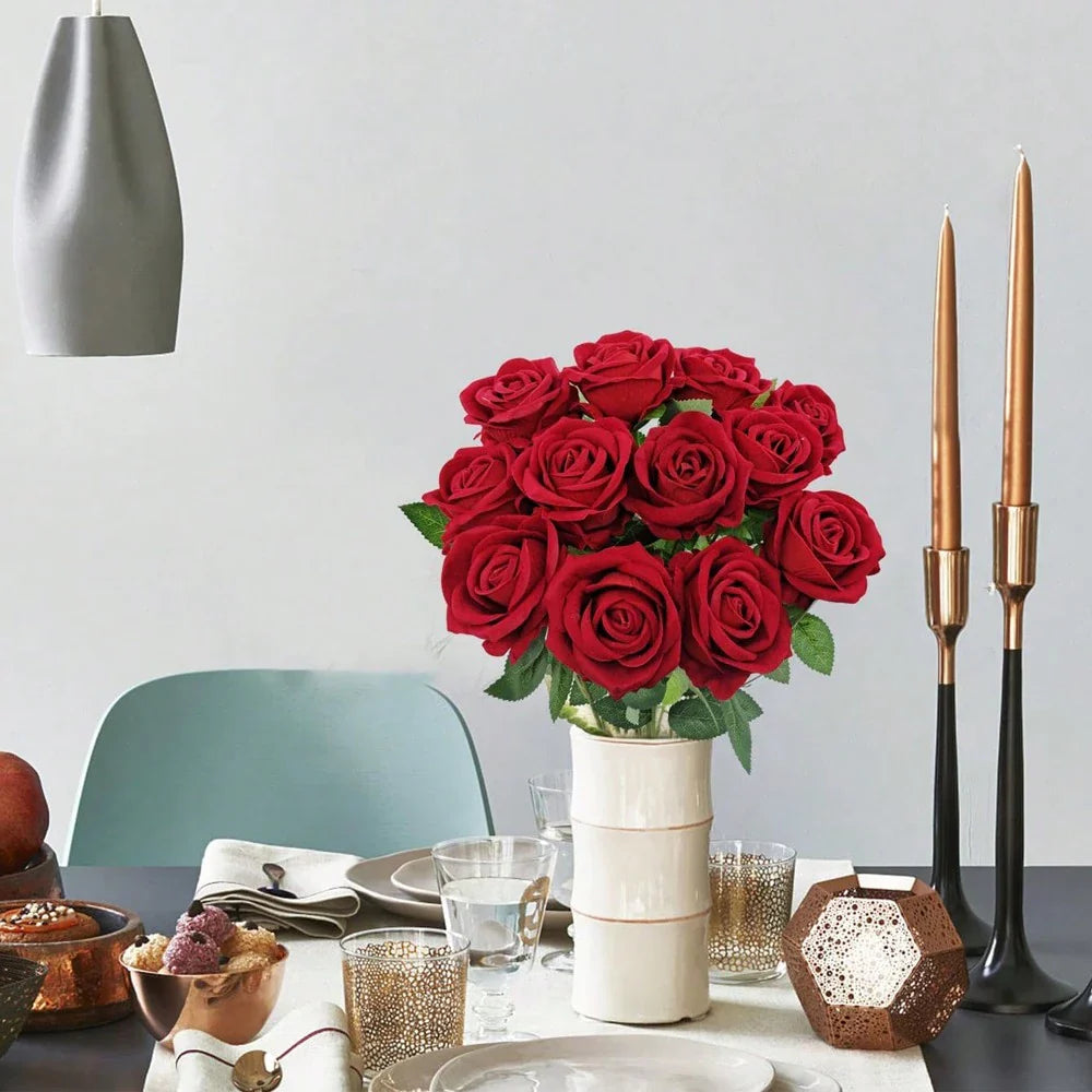 100pcs Artificial Deep Red Roses, Lifelike Flowers, Suitable For DIY Wedding Bouquets, Tabletop Decor, Bridal Shower, Valentine's Day Decoration, Baby Shower, Home Decor, Living Room, Dining Table, Wall, Garden, Wreath, Bedroom Decoration, Etc.