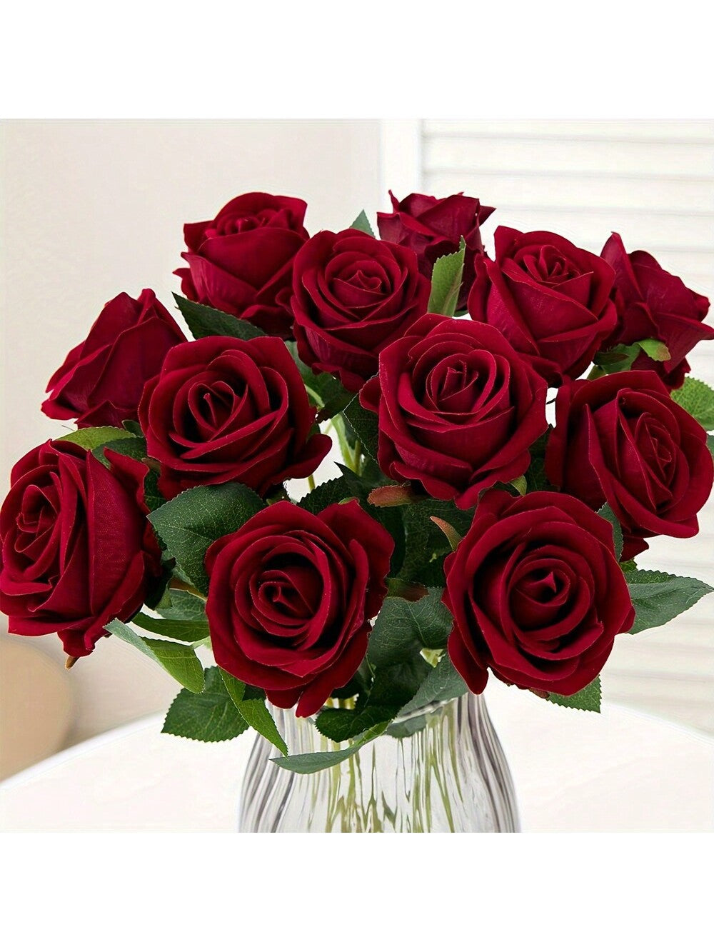 100pcs Artificial Deep Red Roses, Lifelike Flowers, Suitable For DIY Wedding Bouquets, Tabletop Decor, Bridal Shower, Valentine's Day Decoration, Baby Shower, Home Decor, Living Room, Dining Table, Wall, Garden, Wreath, Bedroom Decoration, Etc.