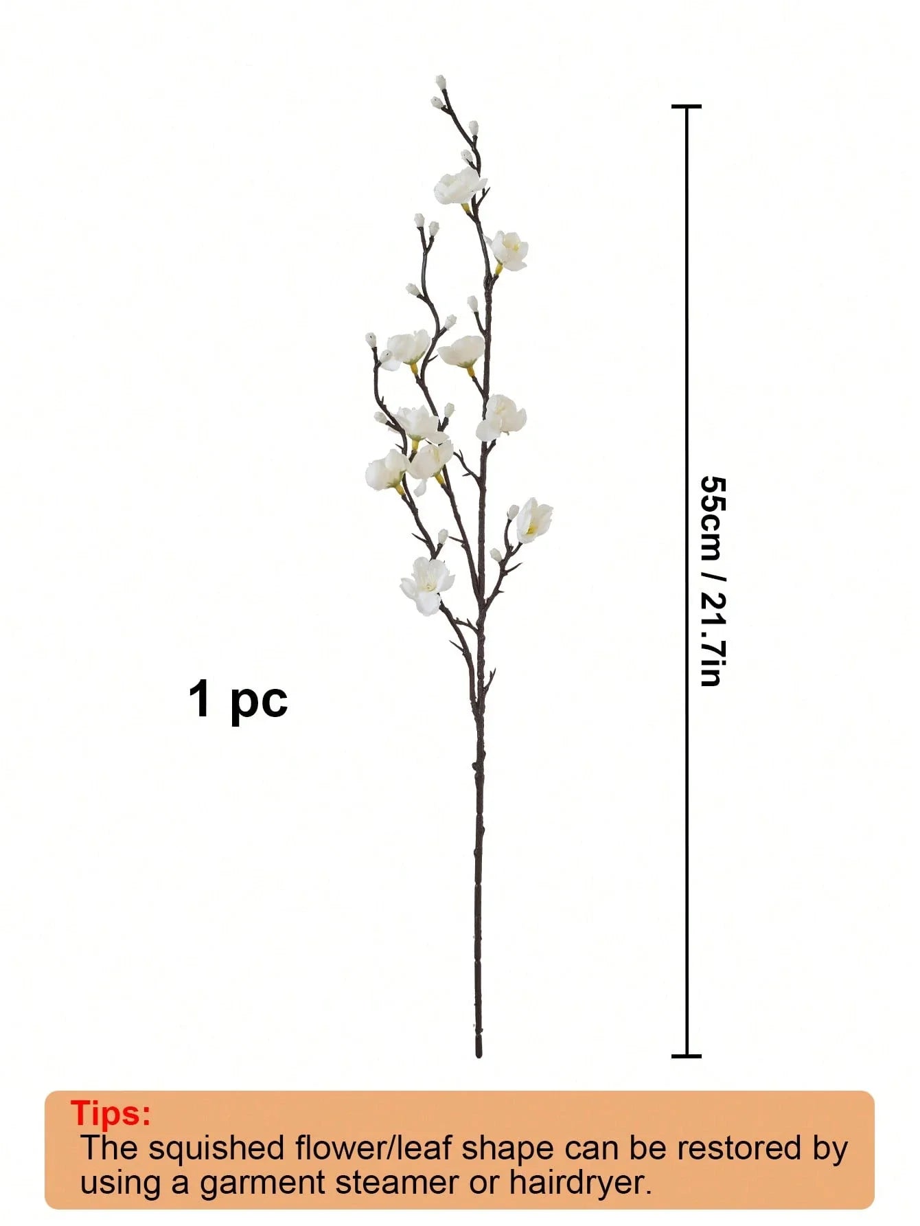 4/8pcs Artificial Flowers White Plum Blossom 21.7'' Fake Winter Sweet Long Stem Plastic Flowers Home Hotel Office Wedding Party Garden Decor