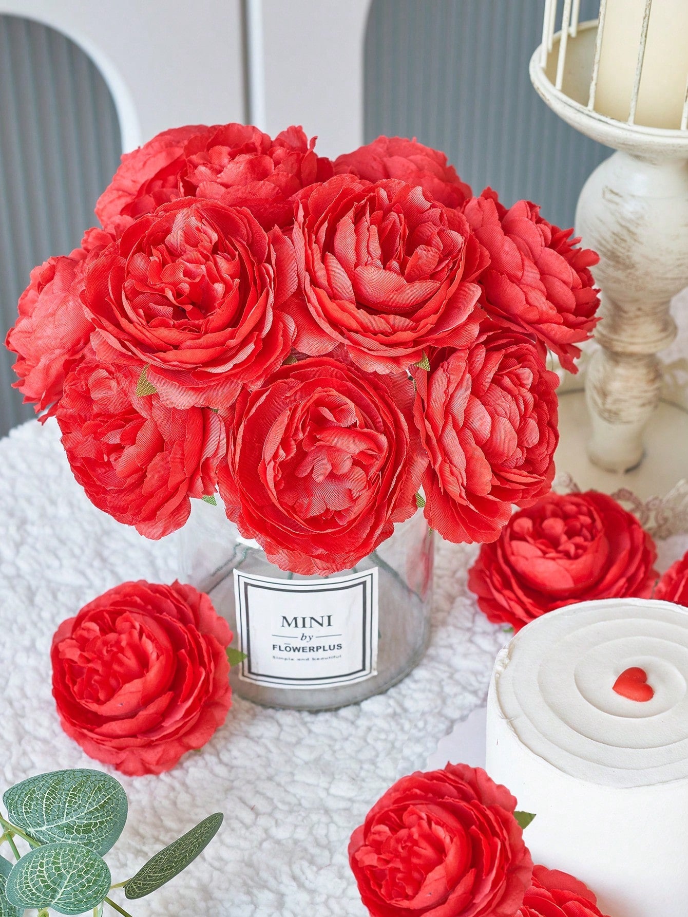 12/24pcs Artificial Peony Flowers Simulated Peony Flower Heads With Stems For Wedding Party Decoration, Cake Decoration And Home Living Room Table Centerpieces,Fake Plants,Fall Decor,Room,Desk,Garden Decor,Room Decoration Stuff