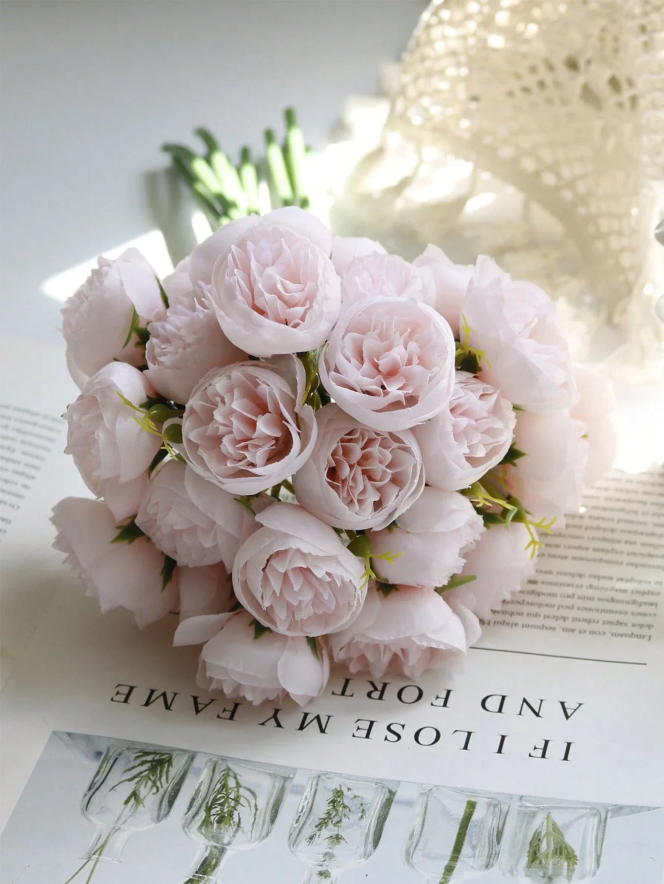 1 Bunch Silk Peony Bouquet Artificial Rose Flower 27 Flower Heads Artificial Peonies Flower For Home Wedding Party Centerpieces Arrangements Bridal Shower Decorations