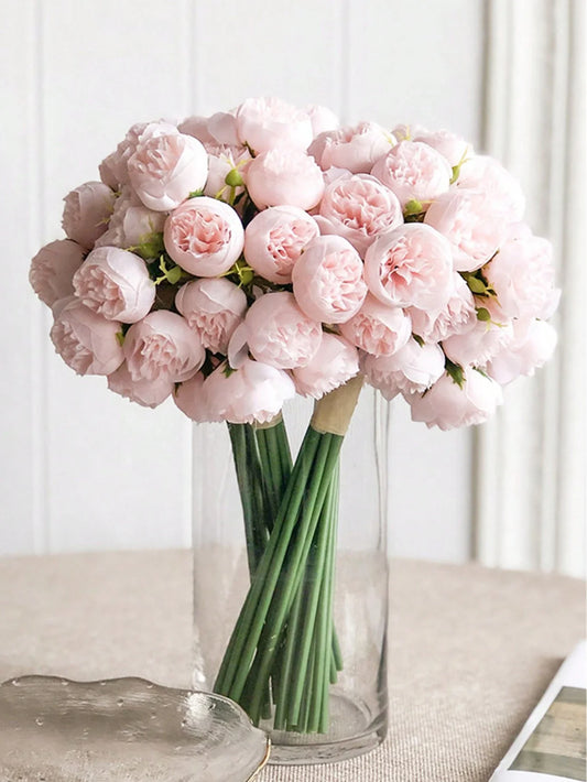 1 Bunch Silk Peony Bouquet Artificial Rose Flower 27 Flower Heads Artificial Peonies Flower For Home Wedding Party Centerpieces Arrangements Bridal Shower Decorations