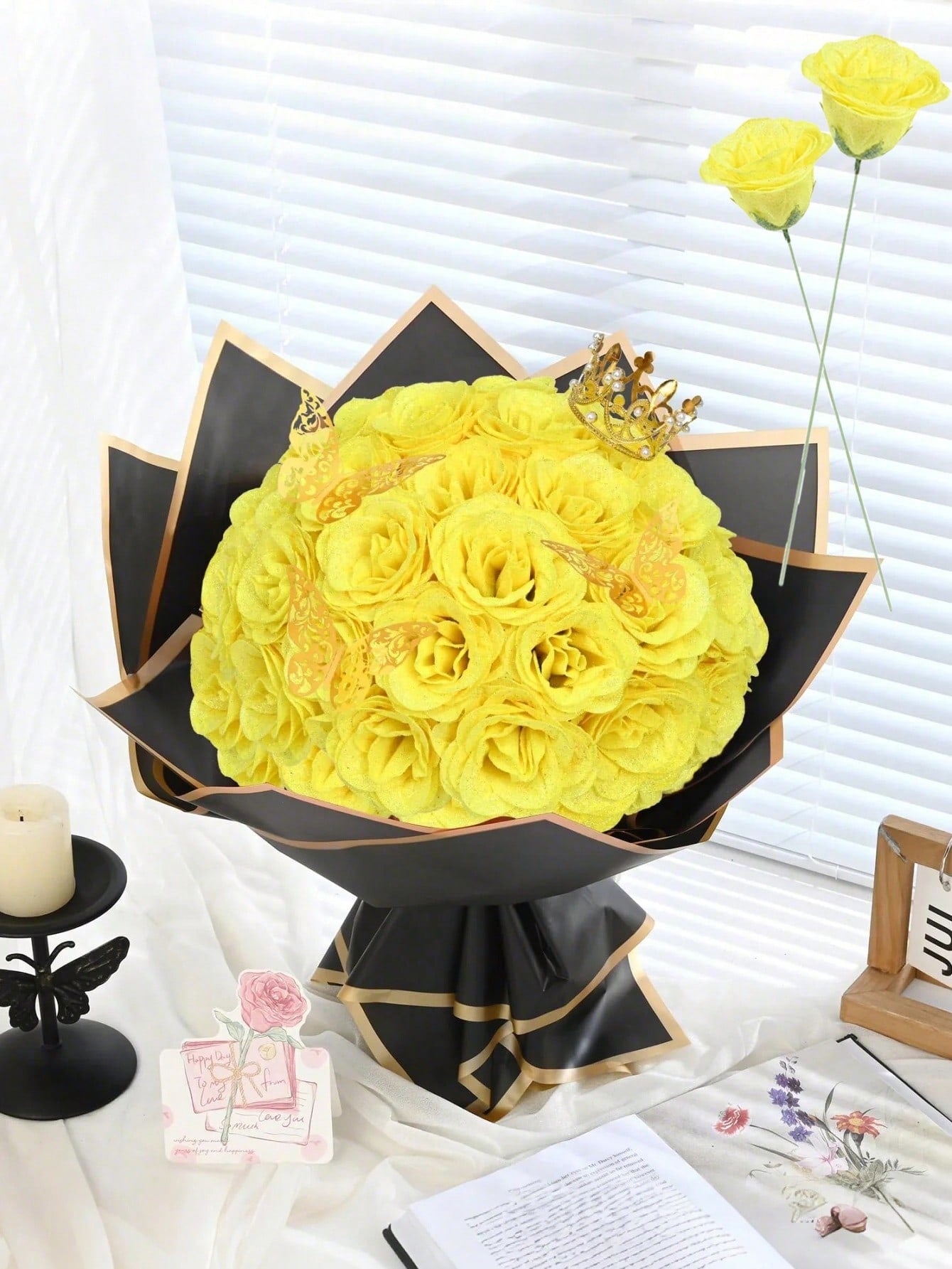 MEHELANY 12pcs 2.76 Inch Glitter Rose Bouquet, DIY Artificial Glitter Flower Bouquet, Red Fake Flowers, Artificial Roses, Everlasting Shiny Artificial Rose Bouquet, Suitable For Anniversary, Engagement, Wedding Gift, Home Decor, Office Kitchen Decor, Part