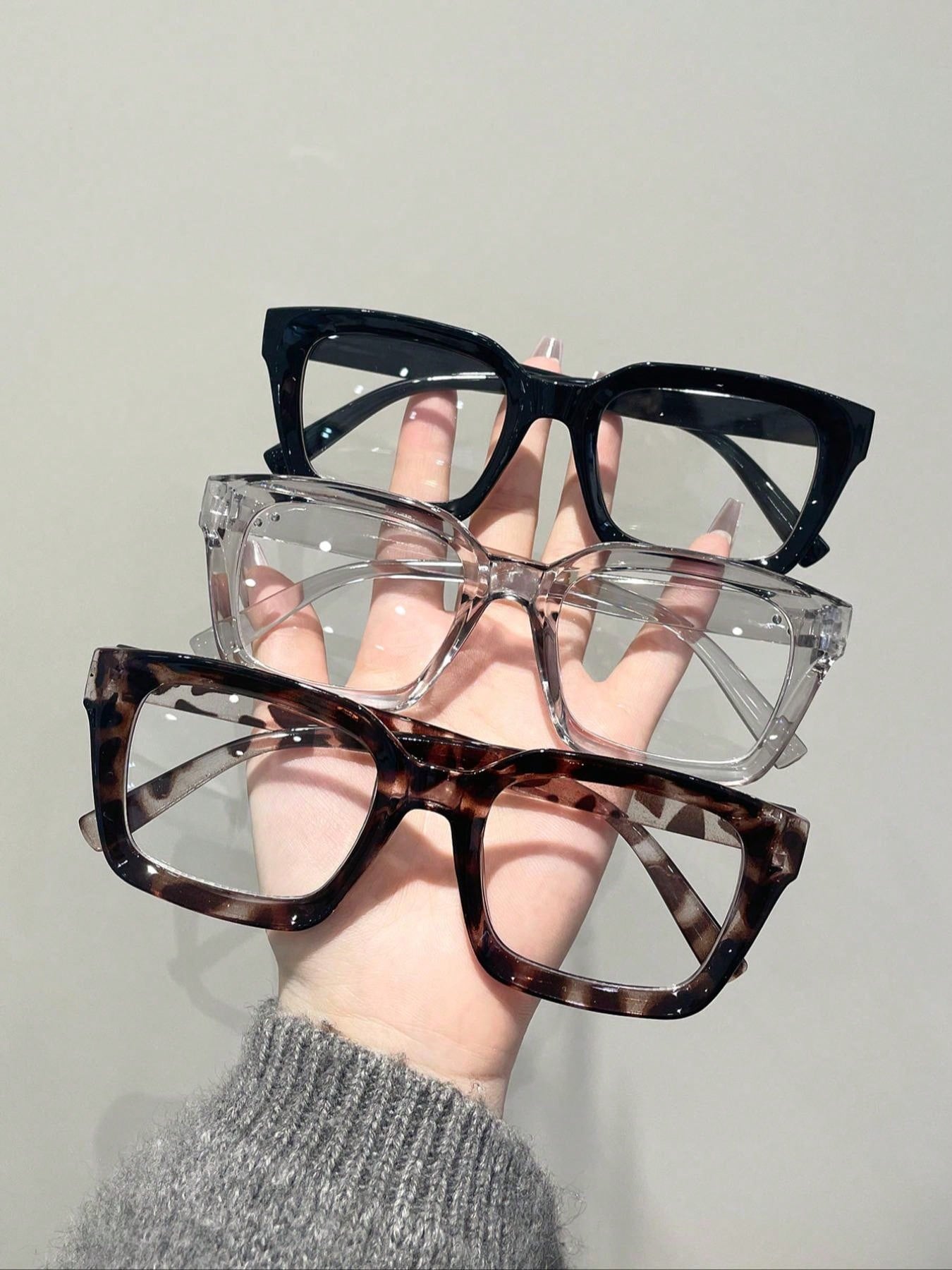 4pcs Women's Geometric Multi-Color Plastic Modern Minimalist Transparent Glasses, Suitable For Daily Life, Dates, Outings And Other Occasions