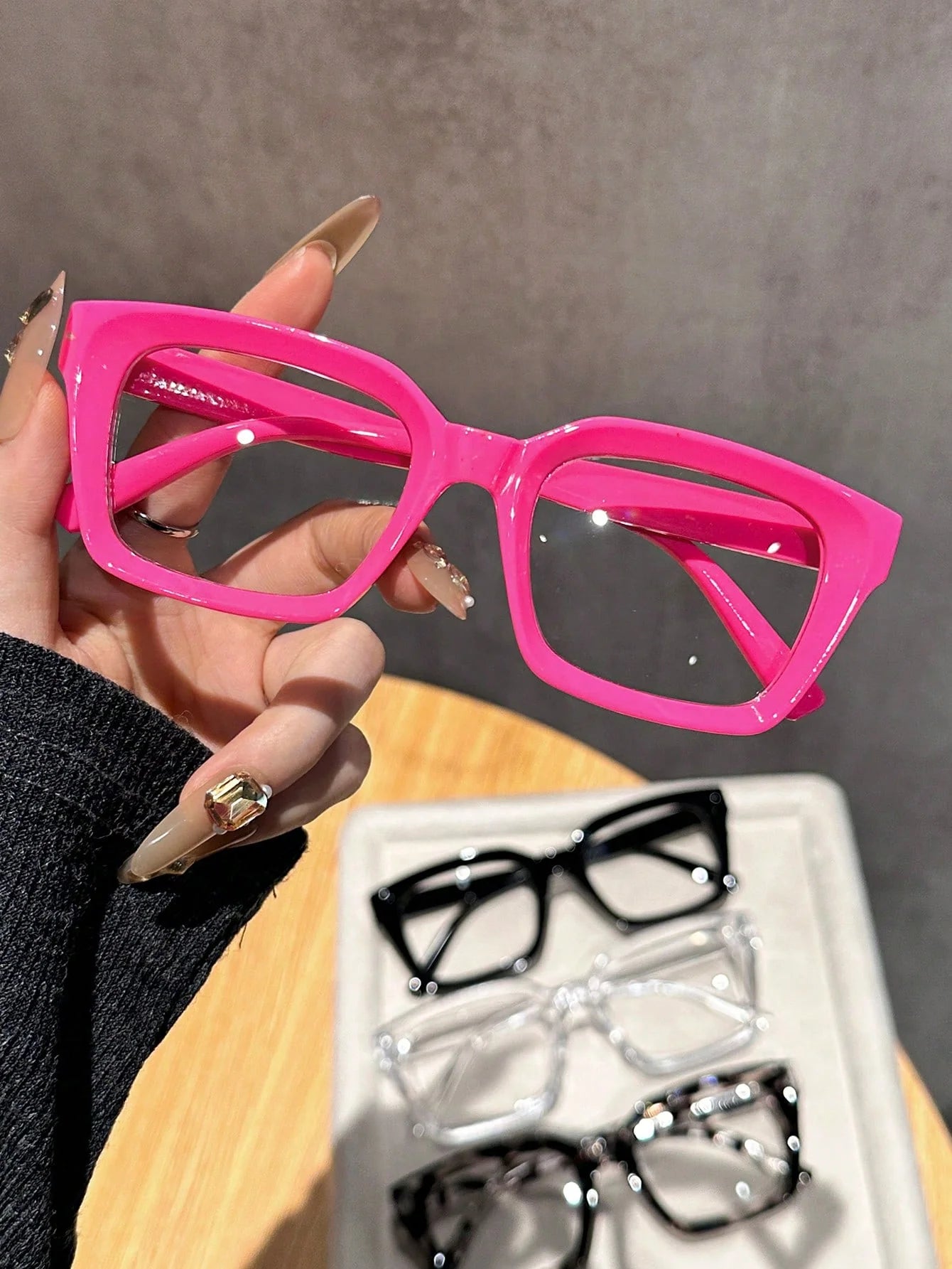 4pcs Women's Geometric Multi-Color Plastic Modern Minimalist Transparent Glasses, Suitable For Daily Life, Dates, Outings And Other Occasions