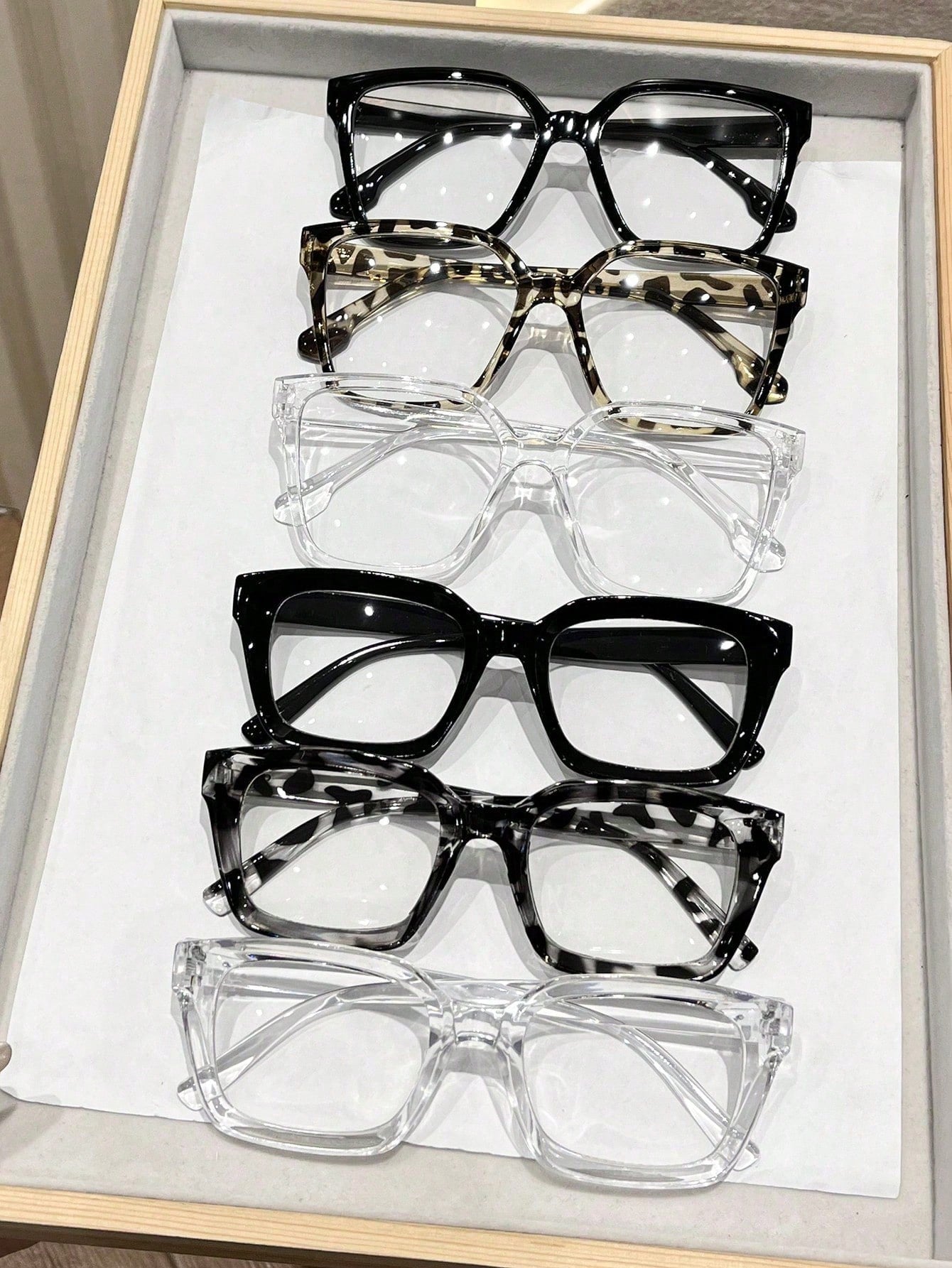 4pcs Women's Geometric Multi-Color Plastic Modern Minimalist Transparent Glasses, Suitable For Daily Life, Dates, Outings And Other Occasions