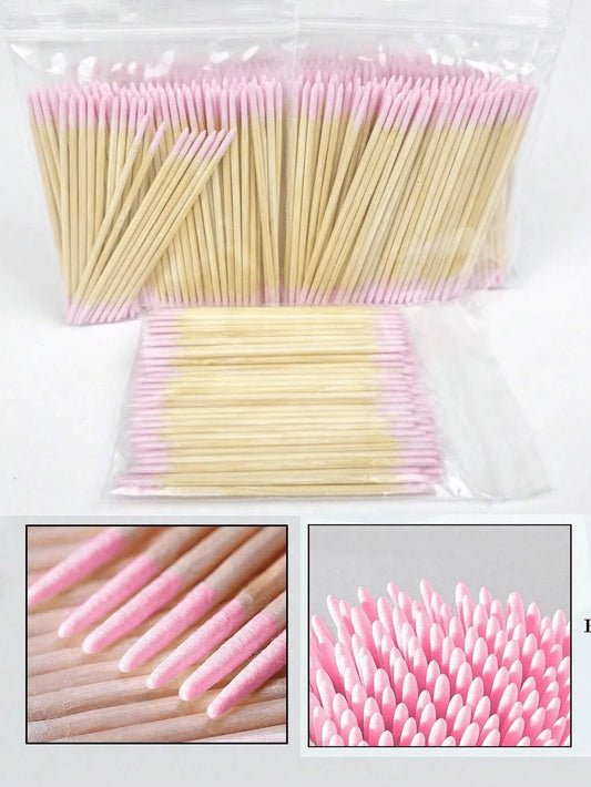 100/200/300/500/2000/5000pcs Double-Ended Nail Polish Remover Sticks, Small Dual-Tip Eyebrow Makeup Remover Tools, Approx. 100pcs/Pack (Packaged As 1/2/3/5 Packs)