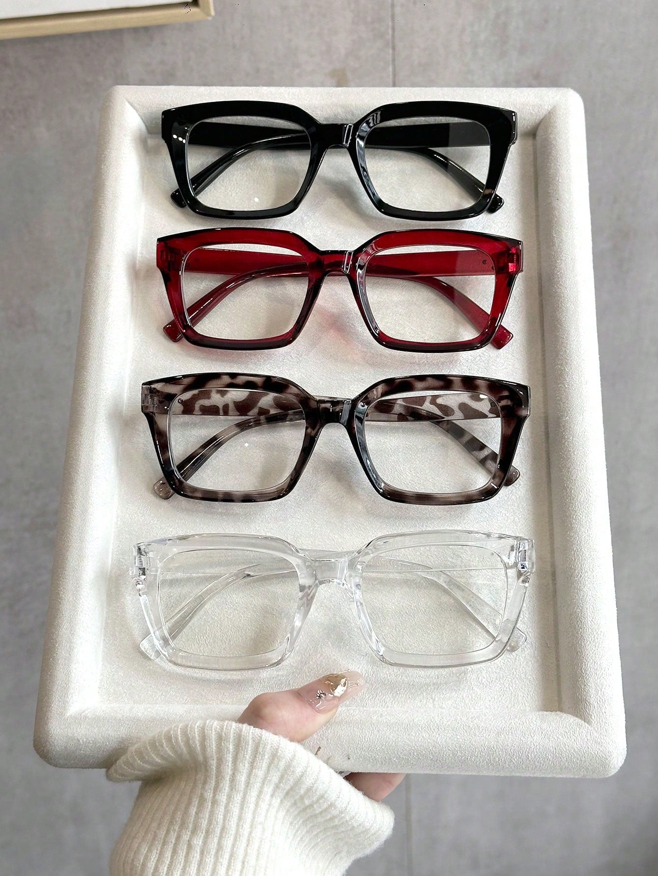 4pcs Women's Geometric Multi-Color Plastic Modern Minimalist Transparent Glasses, Suitable For Daily Life, Dates, Outings And Other Occasions